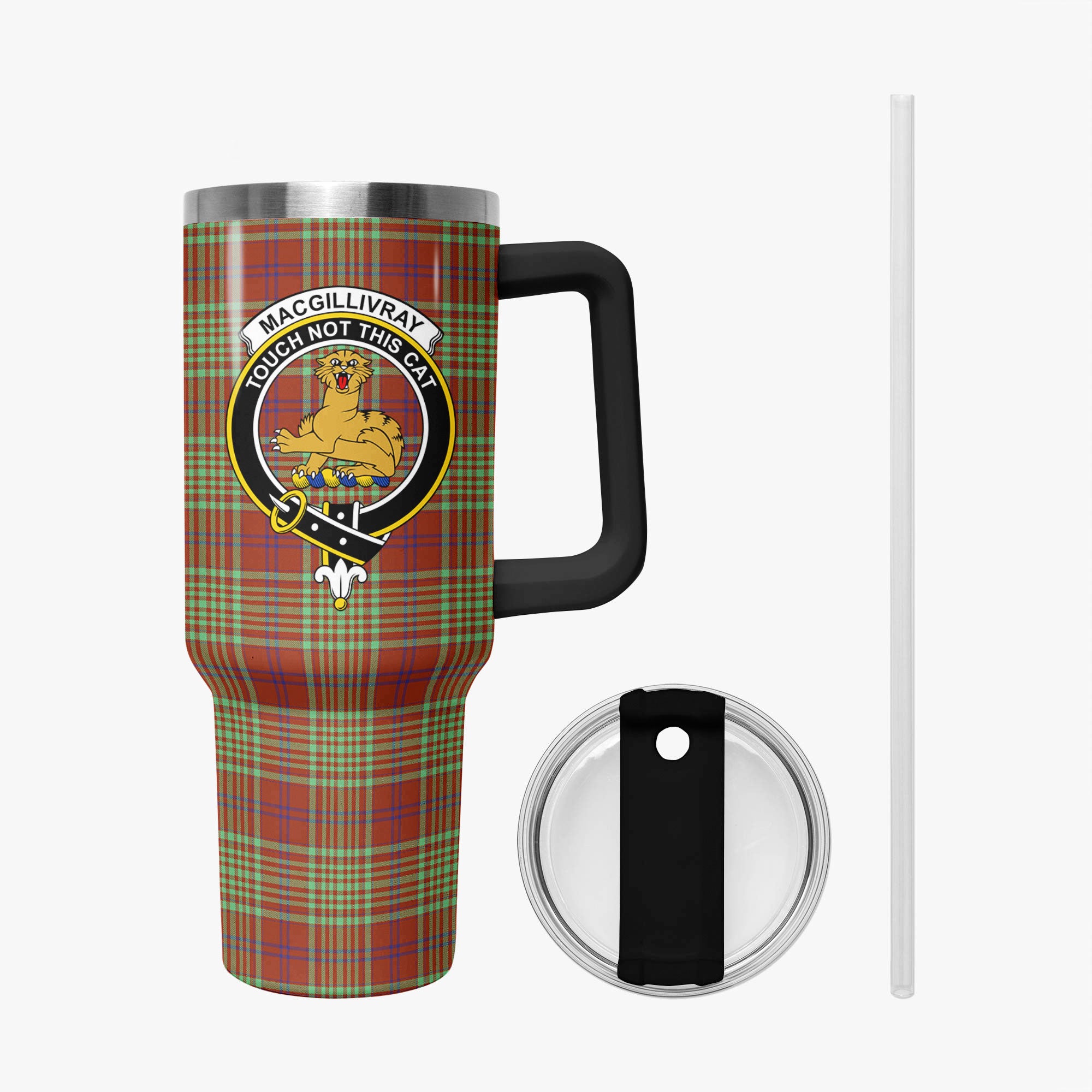MacGillivray Hunting Ancient Tartan Crest 40 oz Insulated Tumbler with Handle