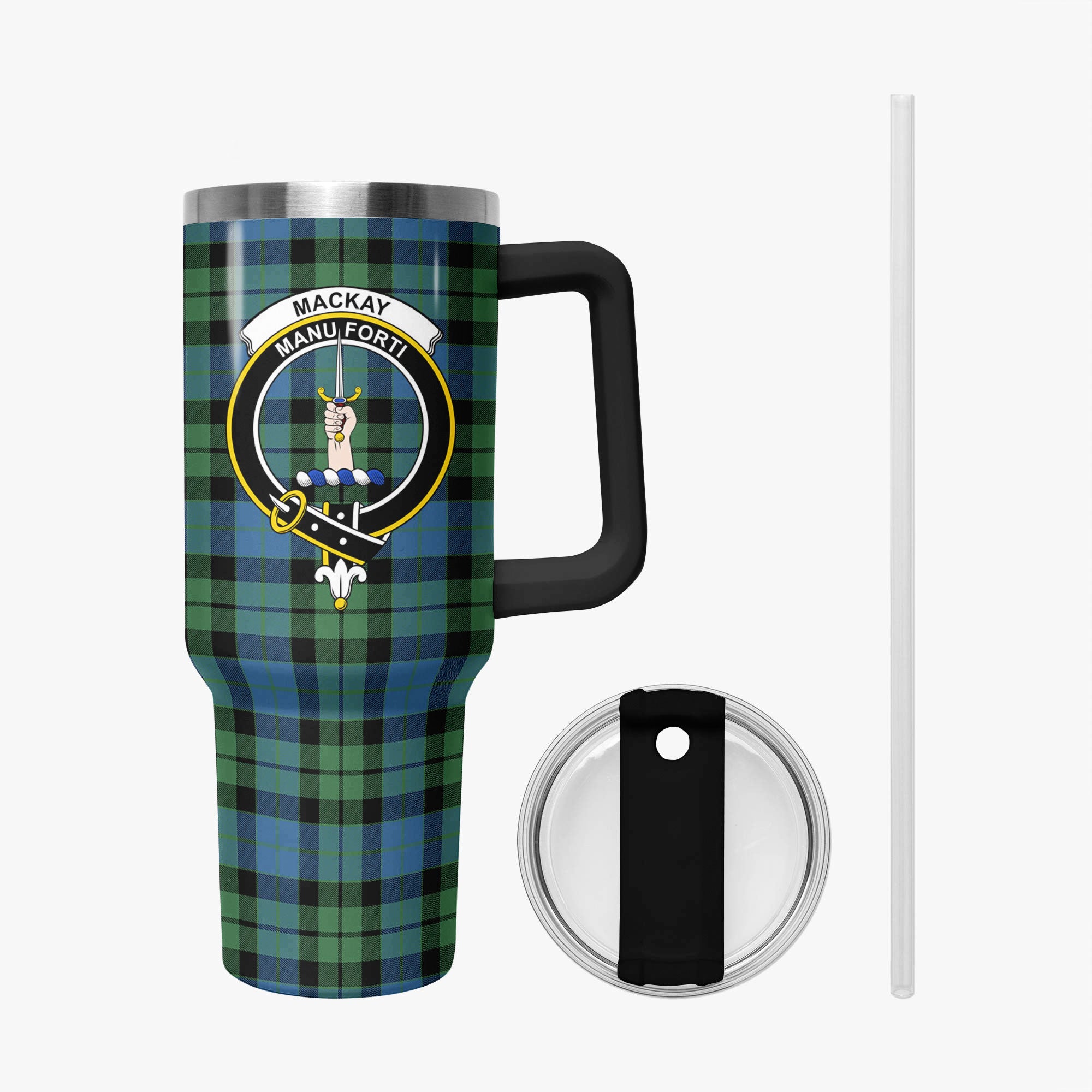 MacKay Ancient Tartan Crest 40 oz Insulated Tumbler with Handle