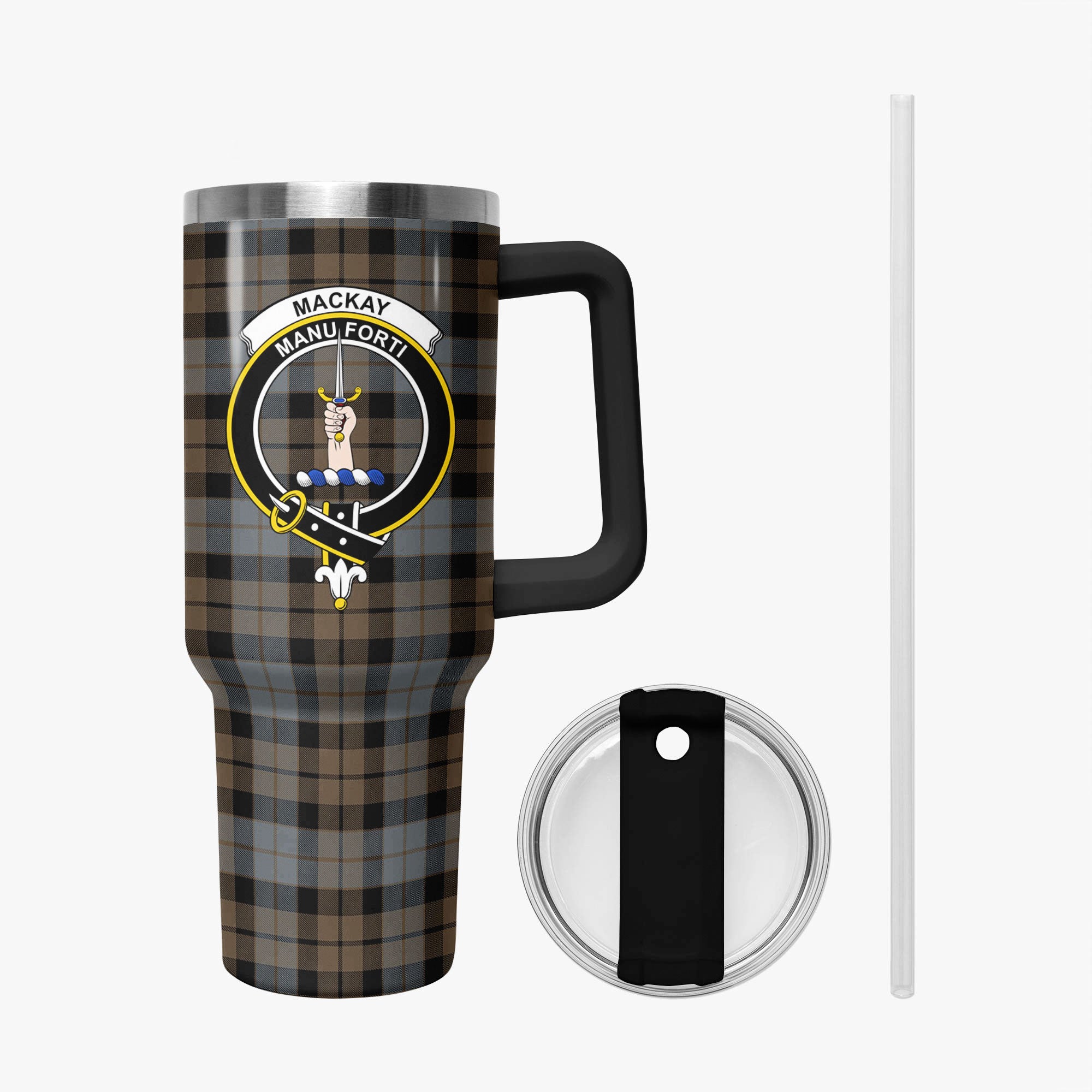 MacKay Weathered Tartan Crest 40 oz Insulated Tumbler with Handle