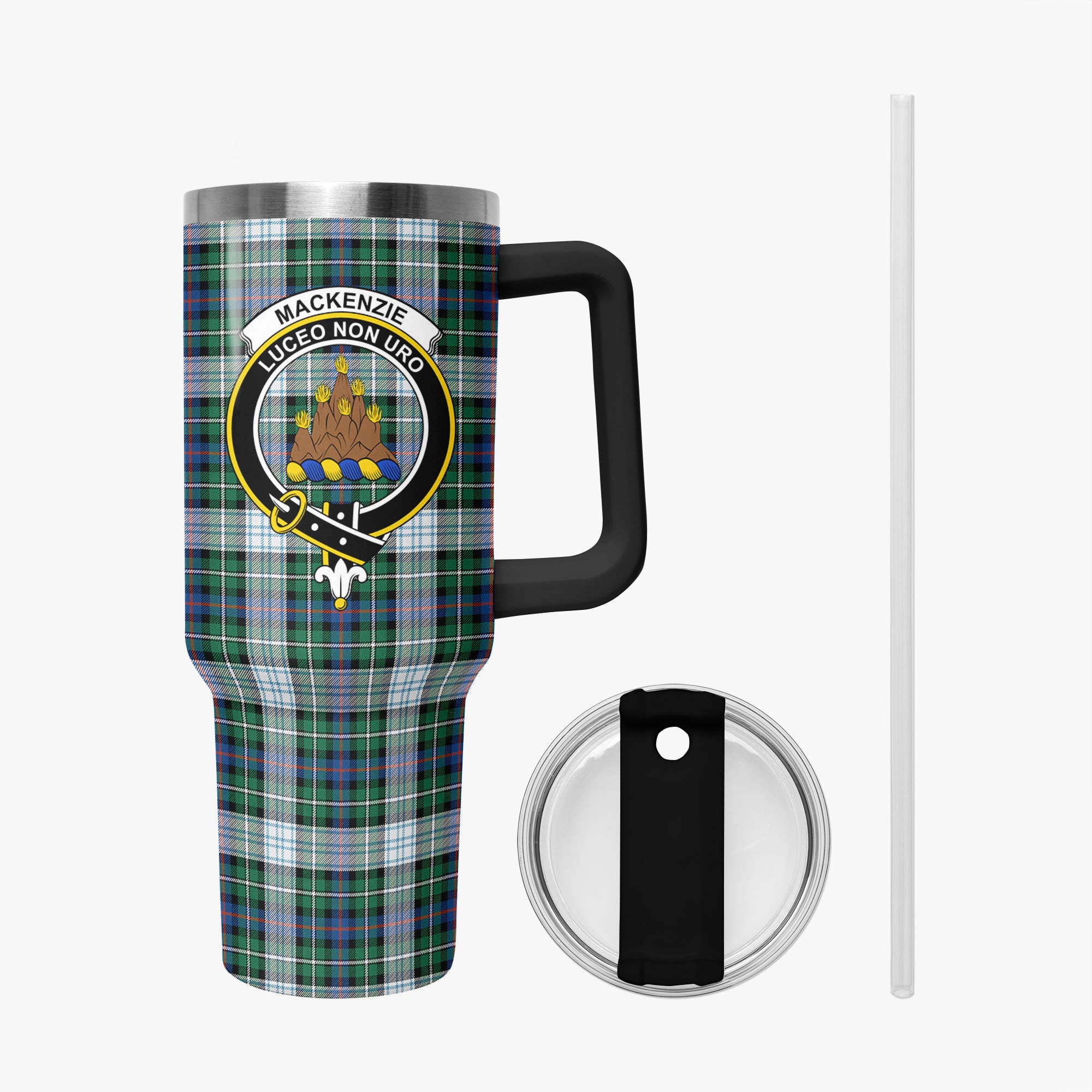 MacKenzie Dress Ancient Tartan Crest 40 oz Insulated Tumbler with Handle