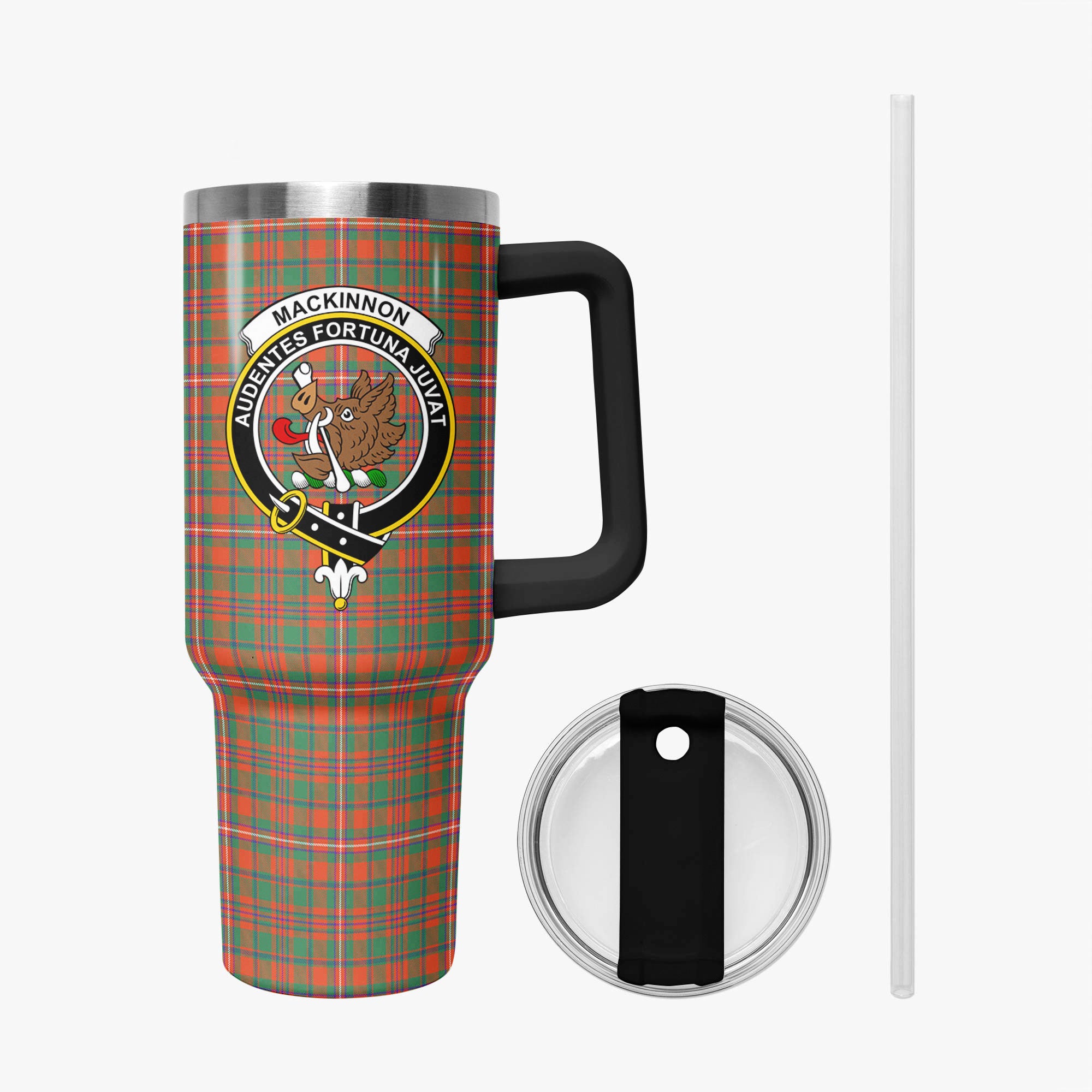 MacKinnon Ancient Tartan Crest 40 oz Insulated Tumbler with Handle