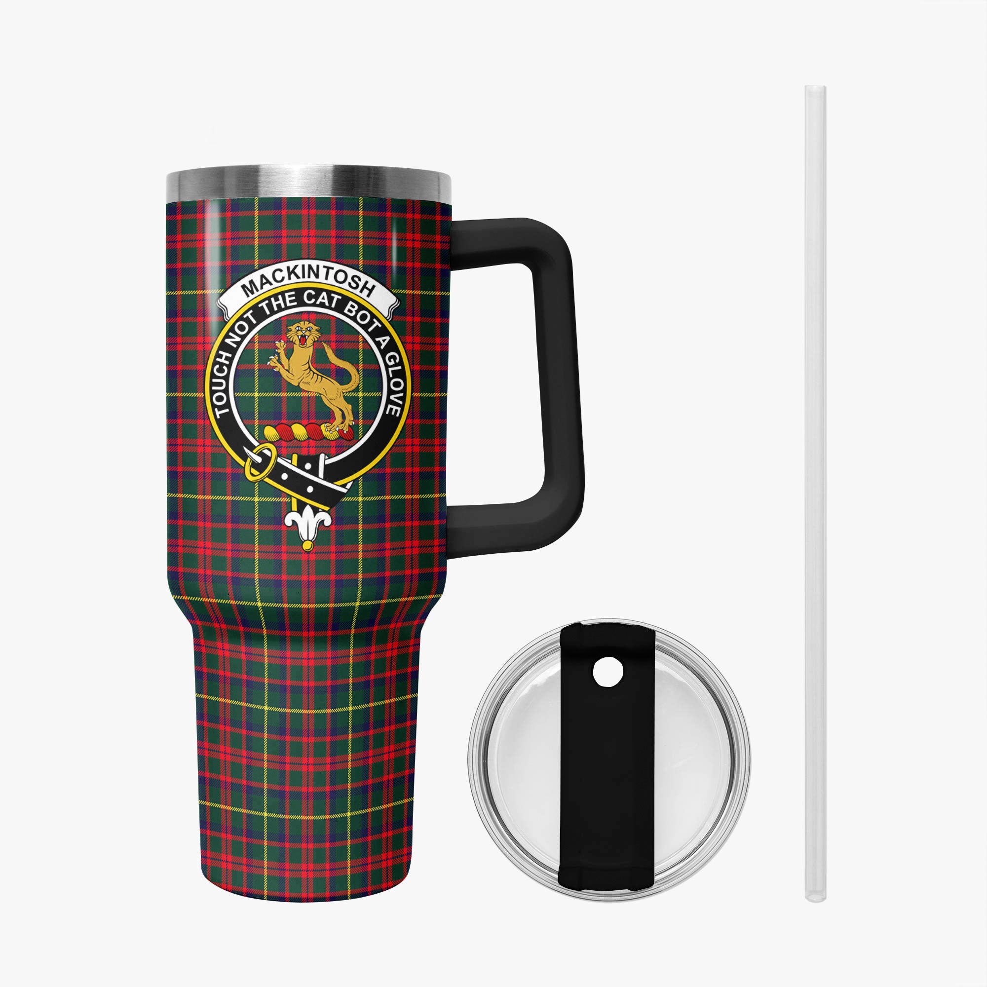 MacKintosh Hunting Modern Tartan Crest 40 oz Insulated Tumbler with Handle