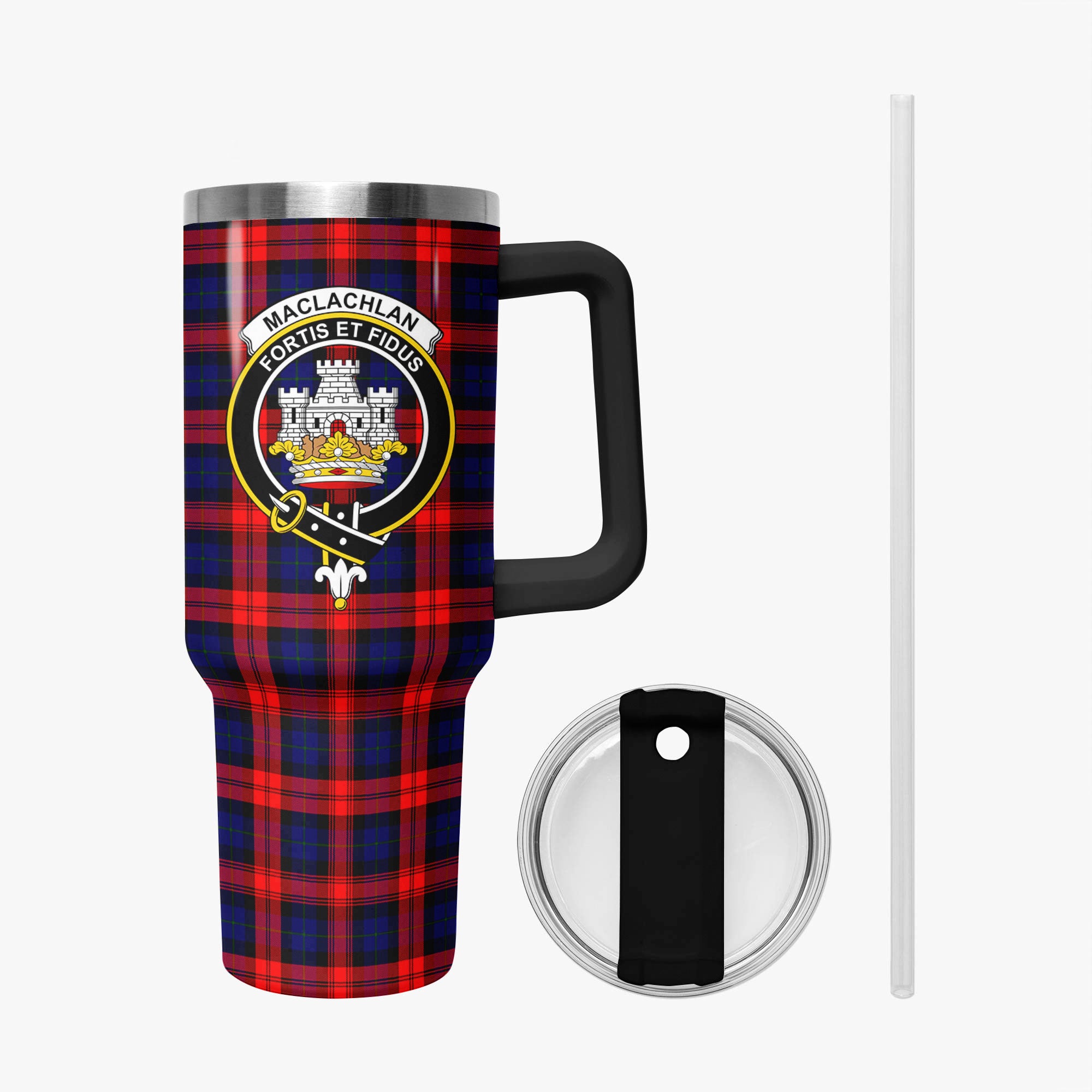 MacLachlan Modern Tartan Crest 40 oz Insulated Tumbler with Handle
