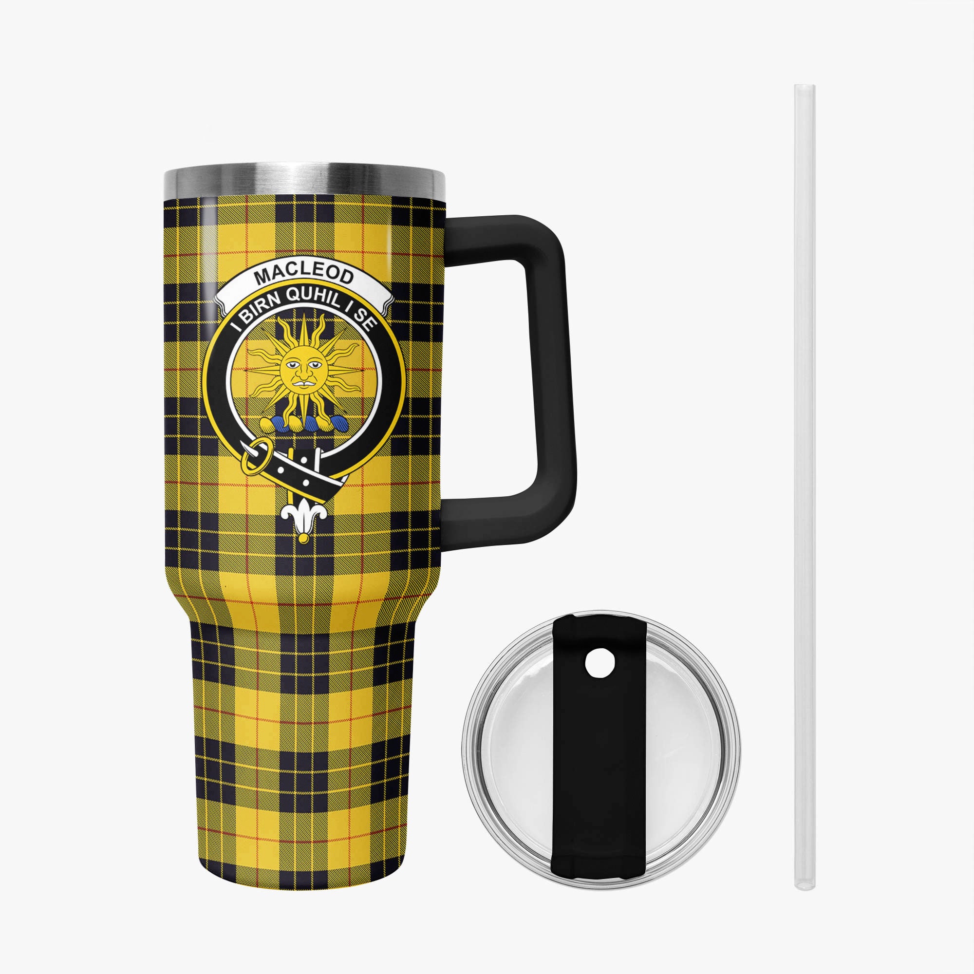 MacLeod of Lewis Ancient Tartan Crest 40 oz Insulated Tumbler with Handle