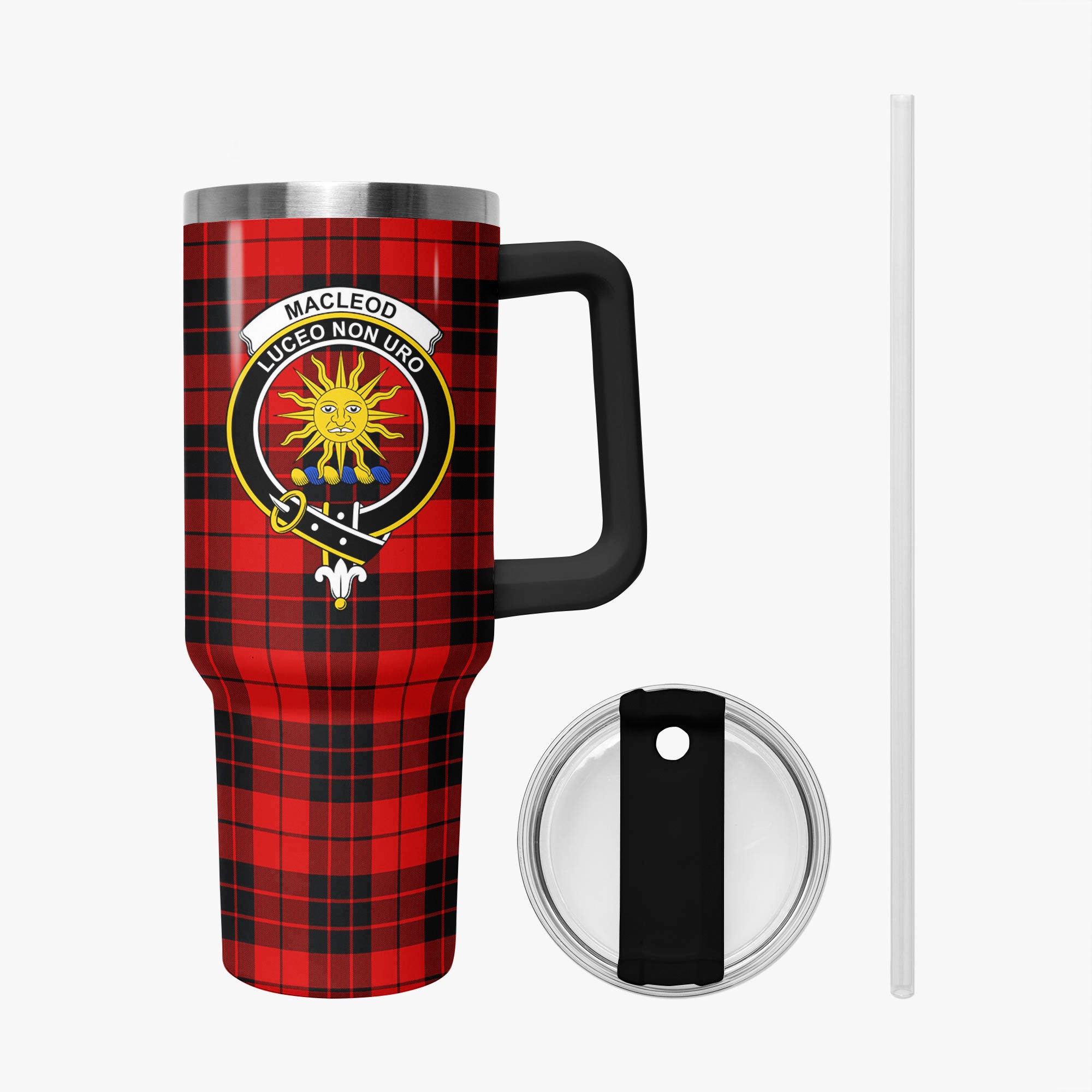 MacLeod of Raasay Tartan Crest 40 oz Insulated Tumbler with Handle