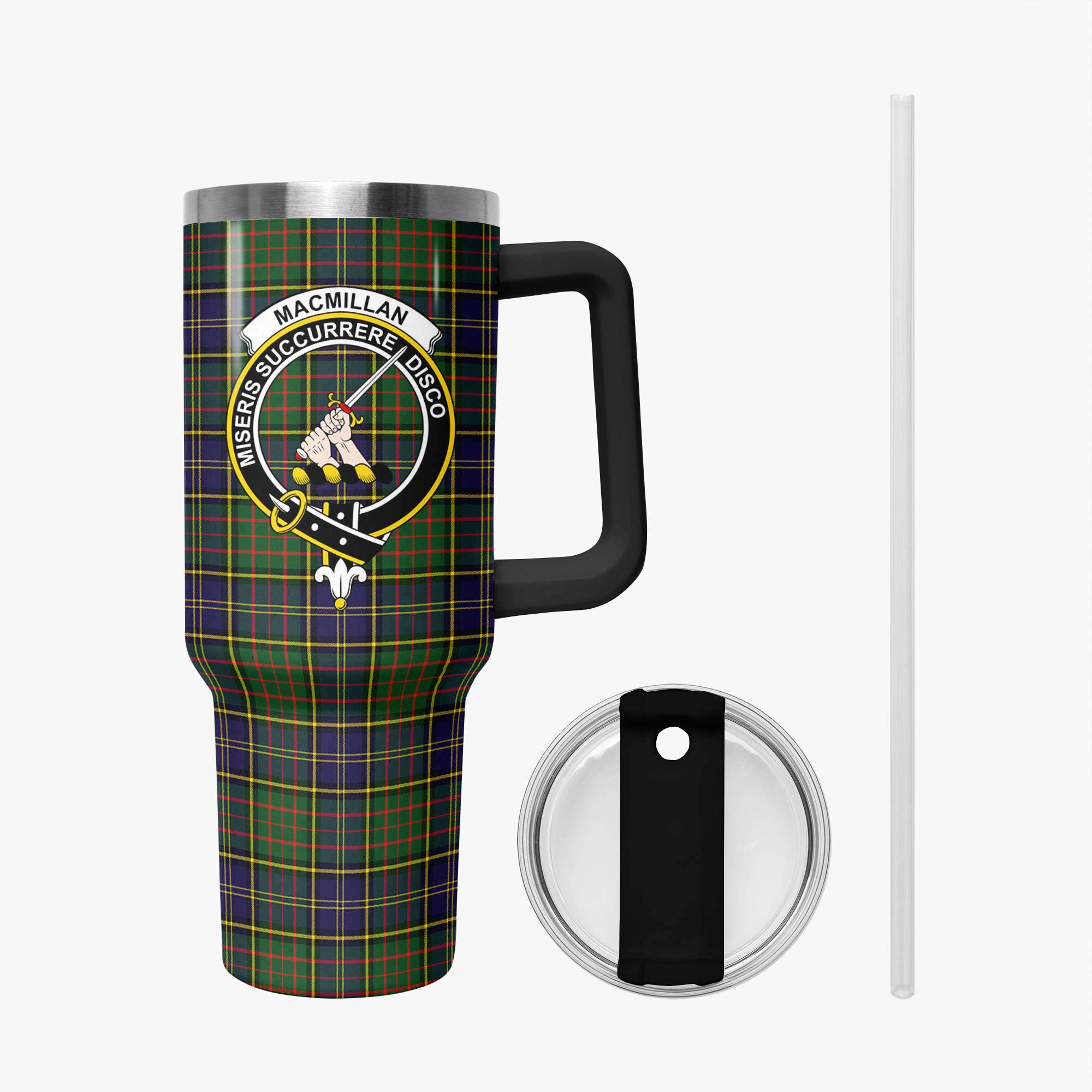 MacMillan Hunting Modern Tartan Crest 40 oz Insulated Tumbler with Handle
