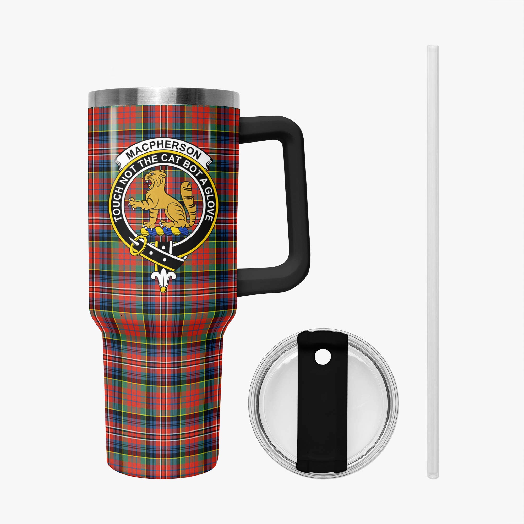 MacPherson Ancient Tartan Crest 40 oz Insulated Tumbler with Handle
