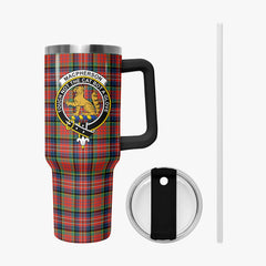 MacPherson Ancient Tartan Crest 40 oz Insulated Tumbler with Handle