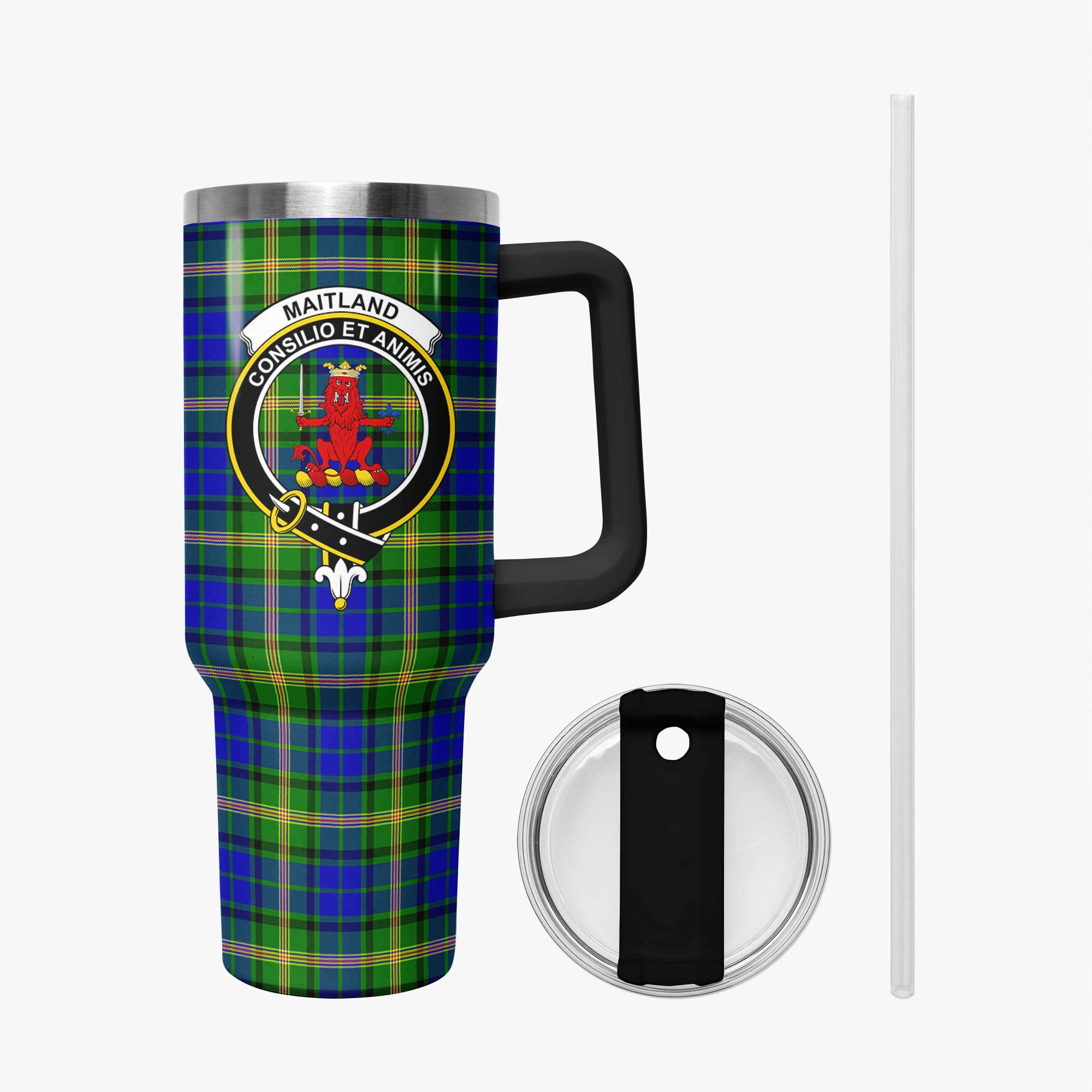 Maitland Tartan Crest 40 oz Insulated Tumbler with Handle