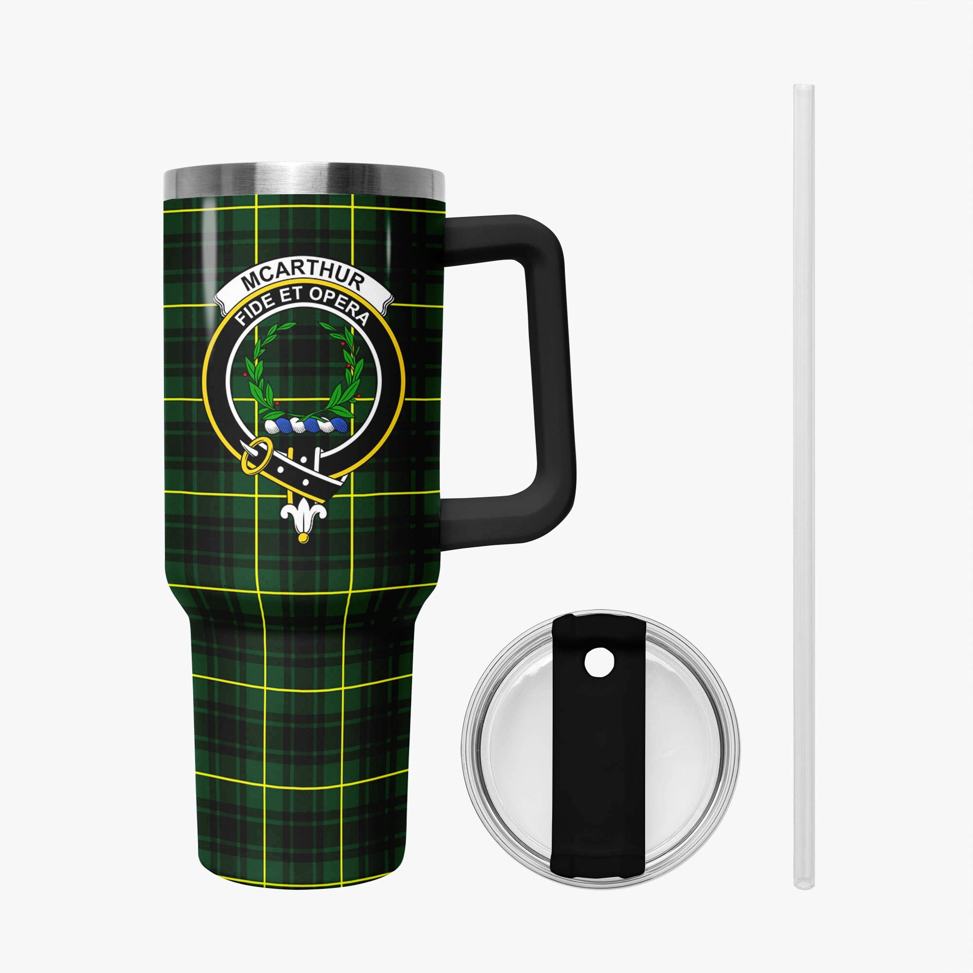 McArthur Modern Tartan Crest 40 oz Insulated Tumbler with Handle