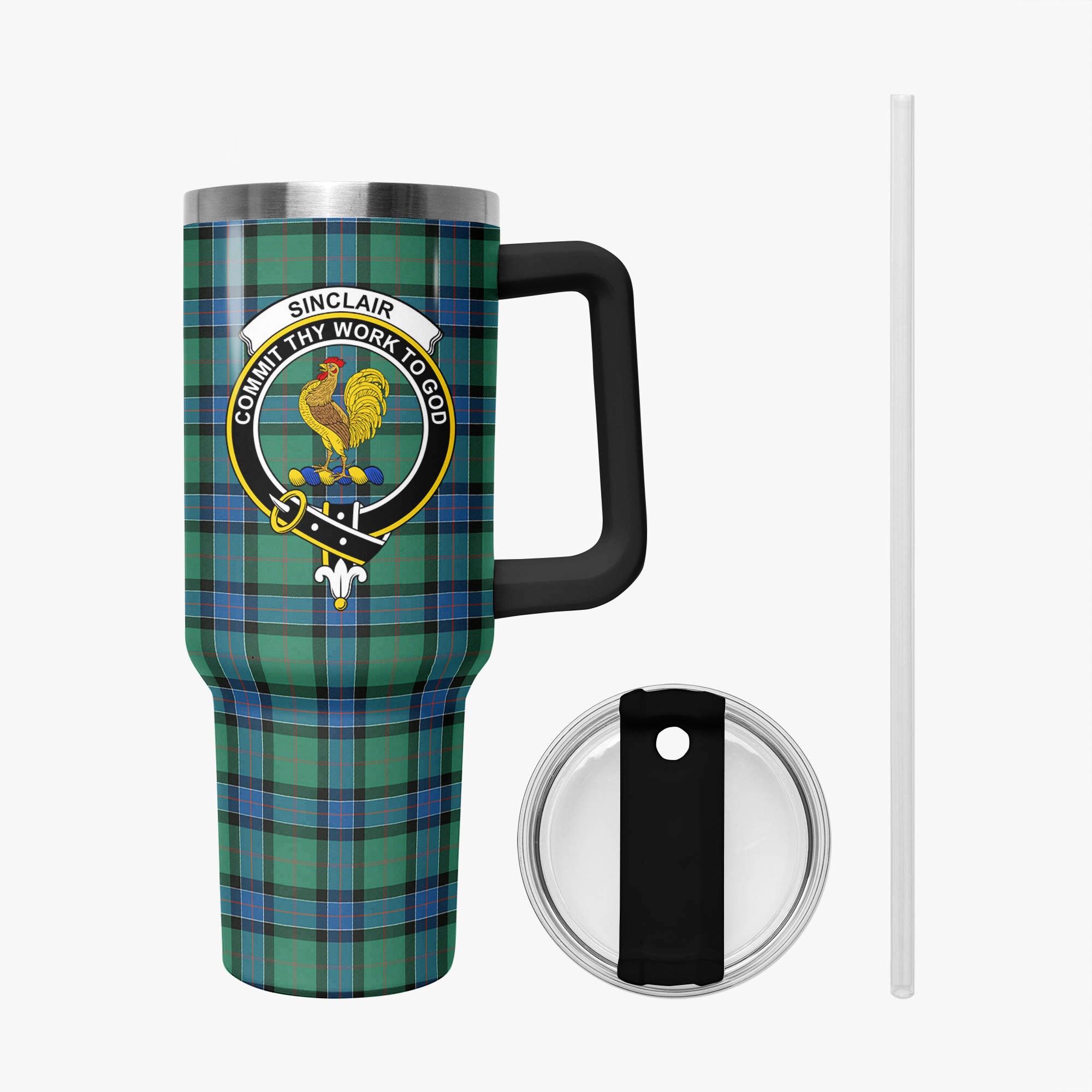 Sinclair Hunting Ancient Tartan Crest 40 oz Insulated Tumbler with Handle