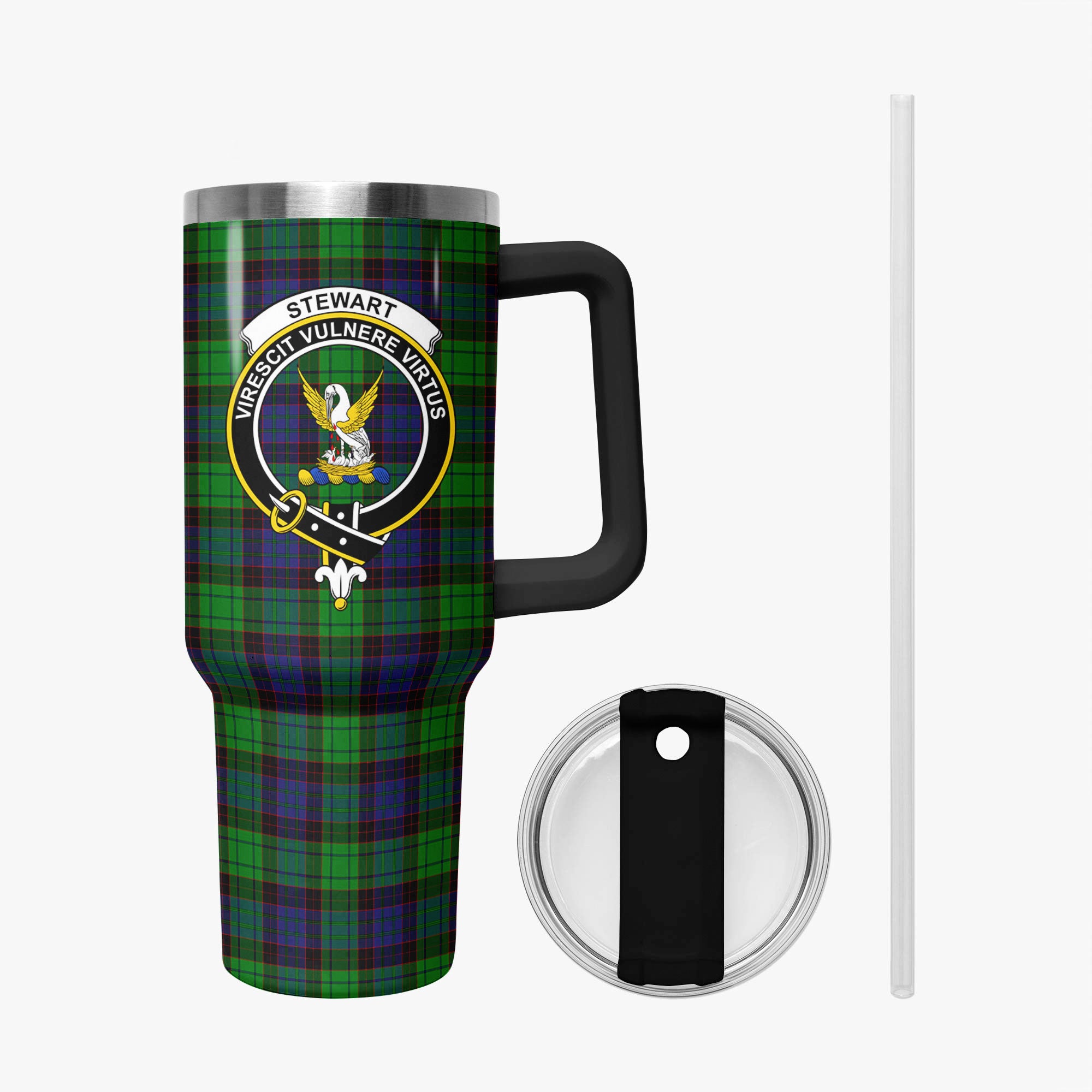 Stewart Old Modern Tartan Crest 40 oz Insulated Tumbler with Handle