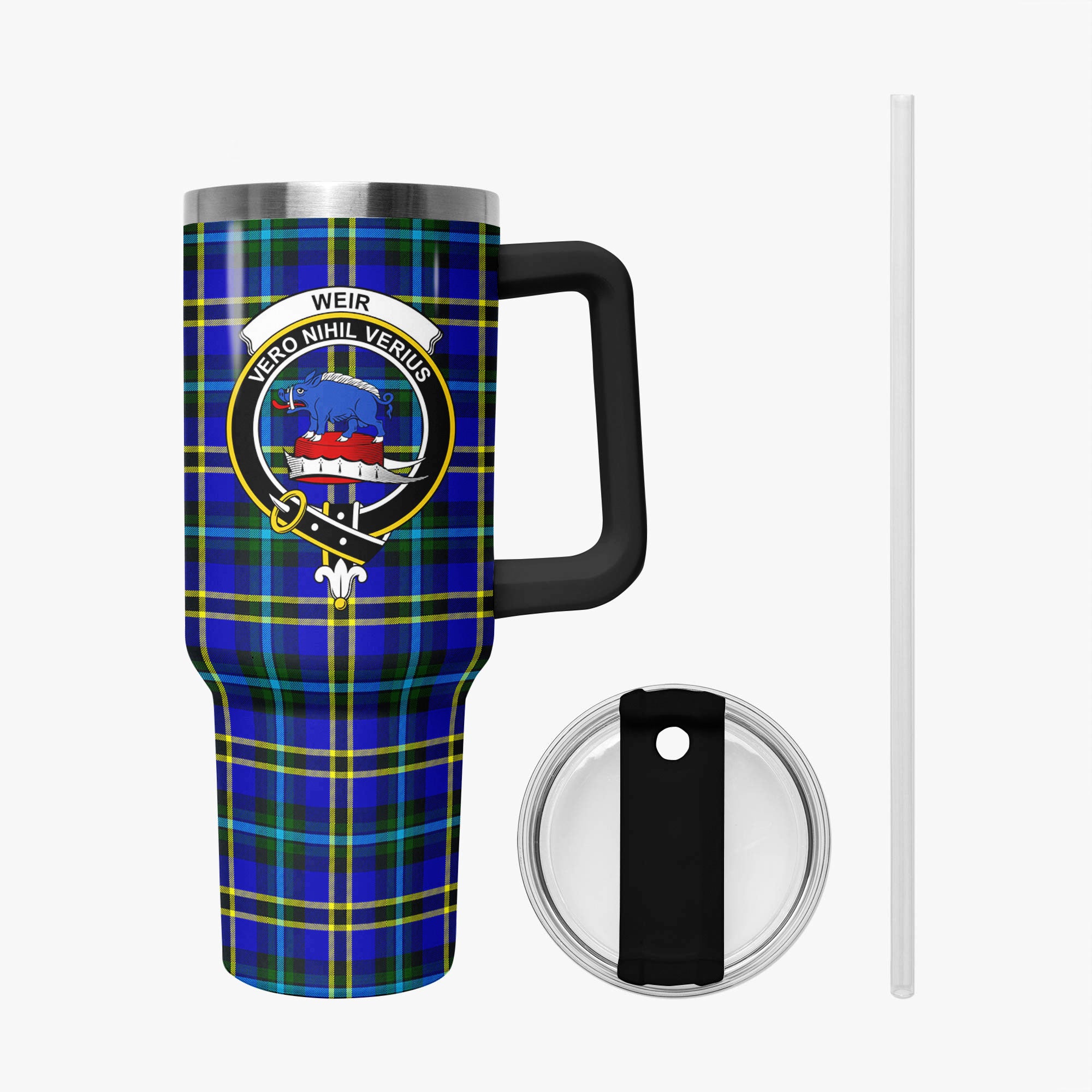 Weir Modern Tartan Crest 40 oz Insulated Tumbler with Handle