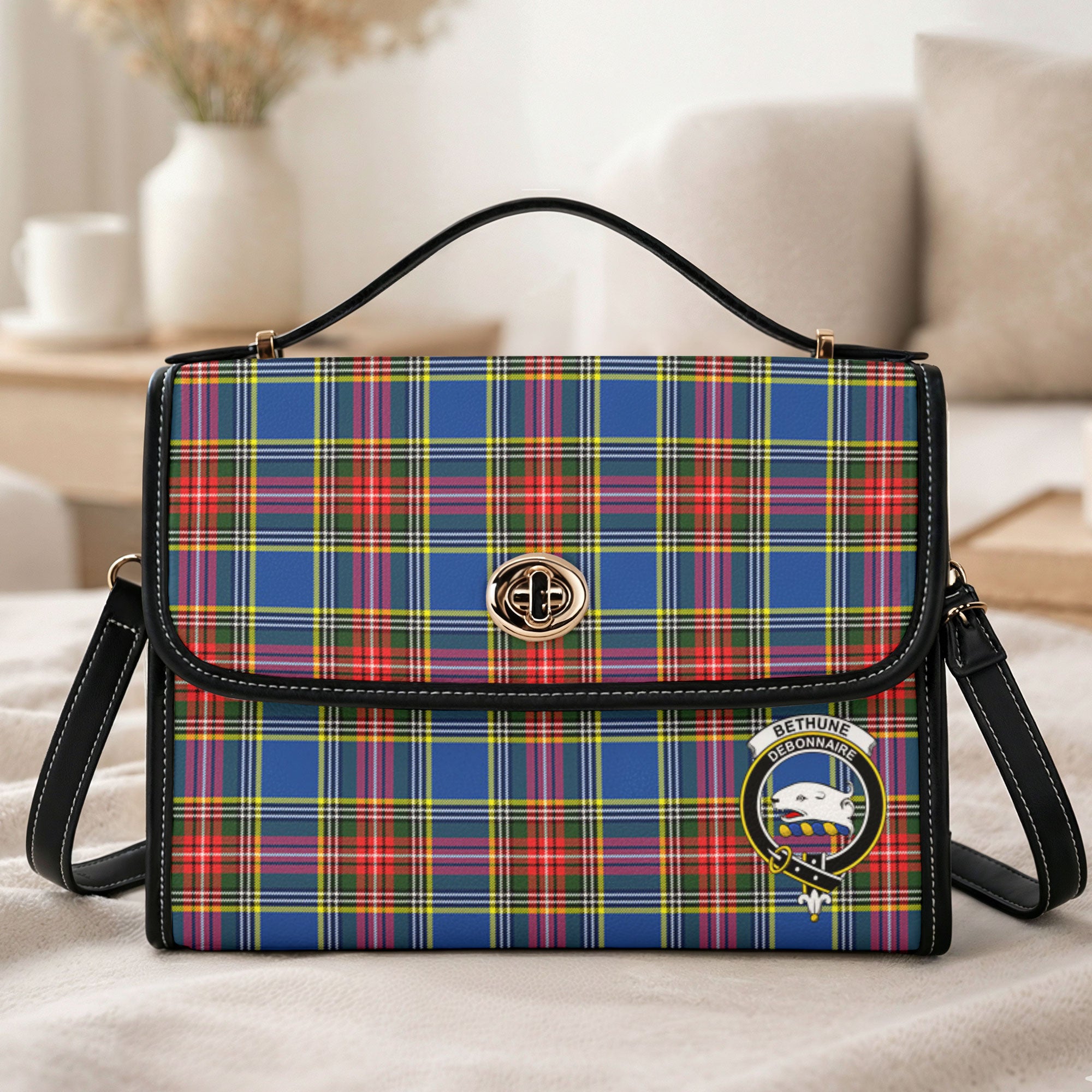 Bethune Modern Tartan Crest Satchel Bag