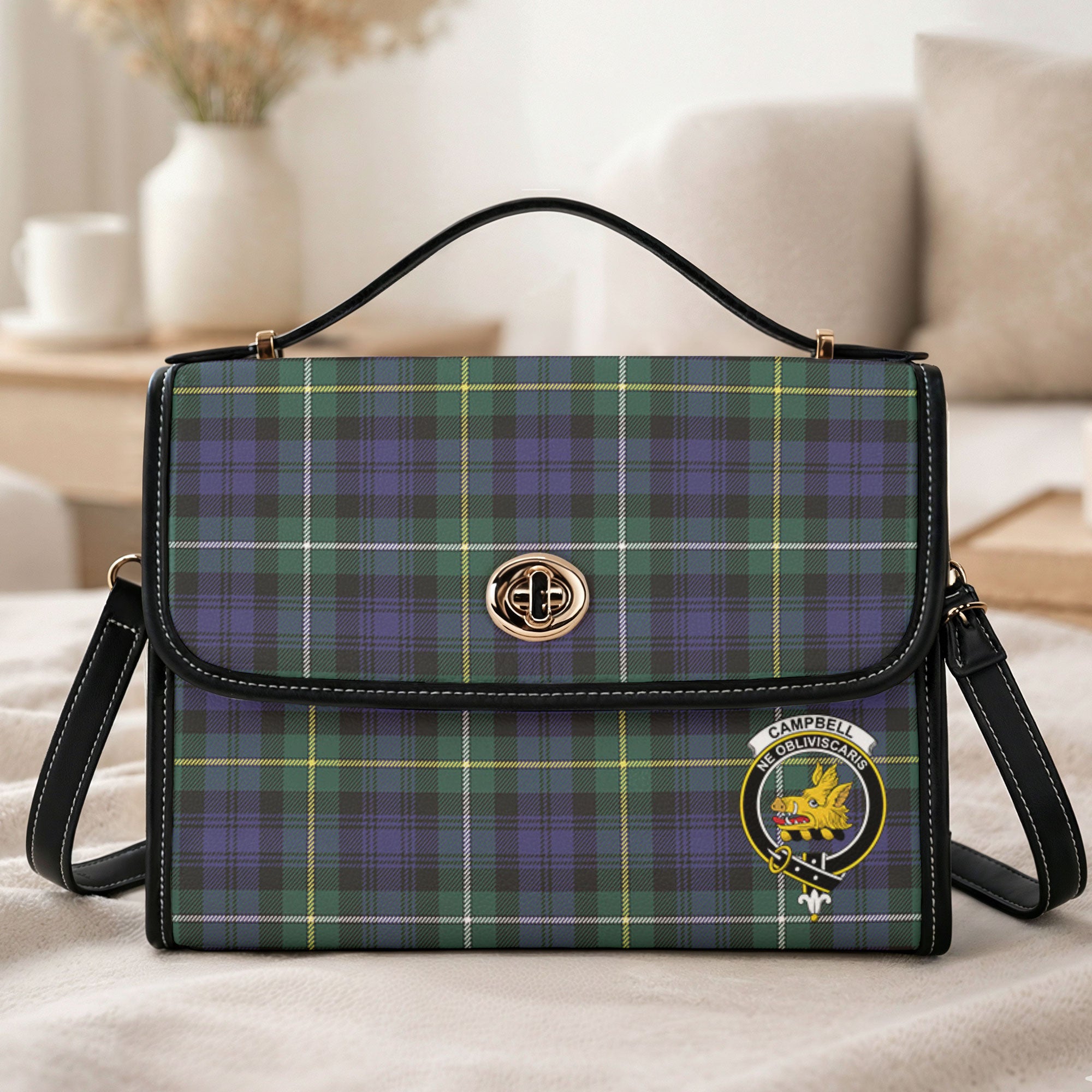 Campbell Argyll Modern Tartan Crest Satchel Bag