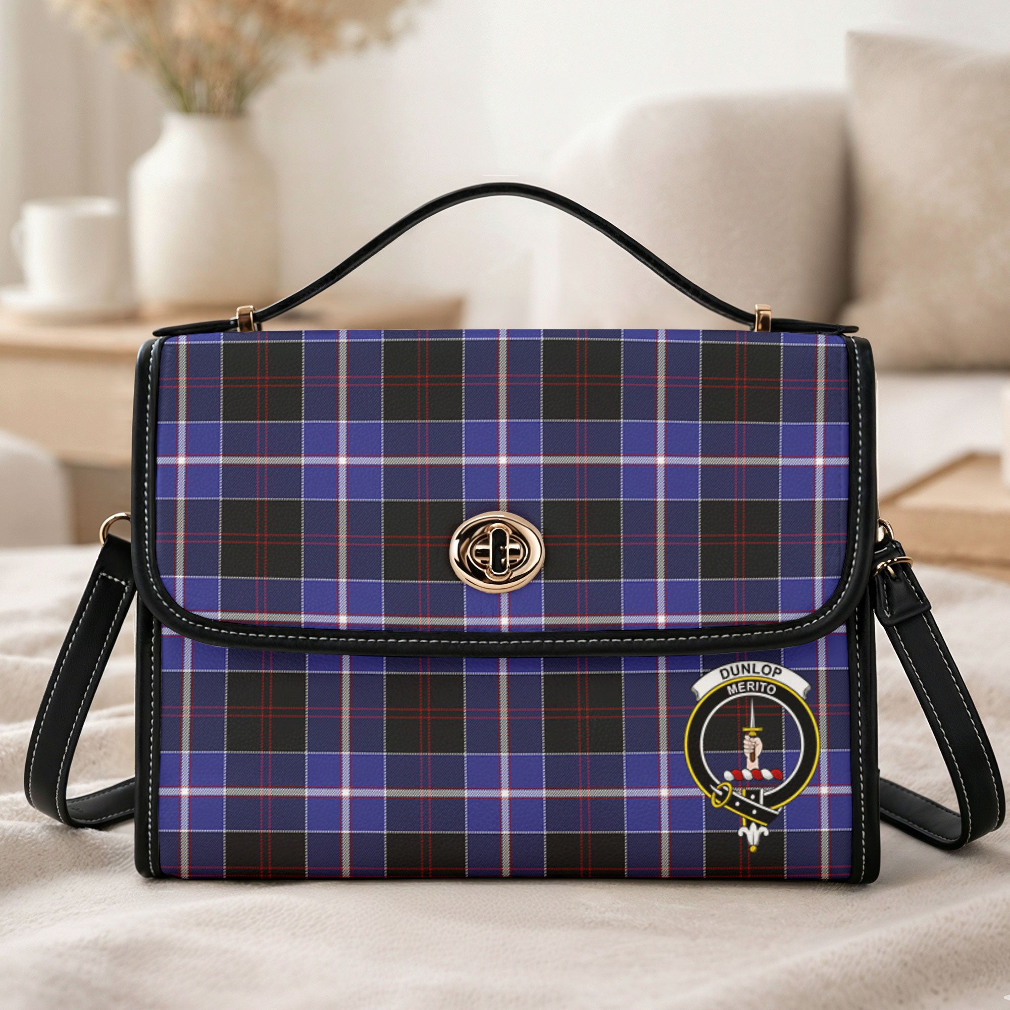 Dunlop Modern Tartan Crest Satchel Bag