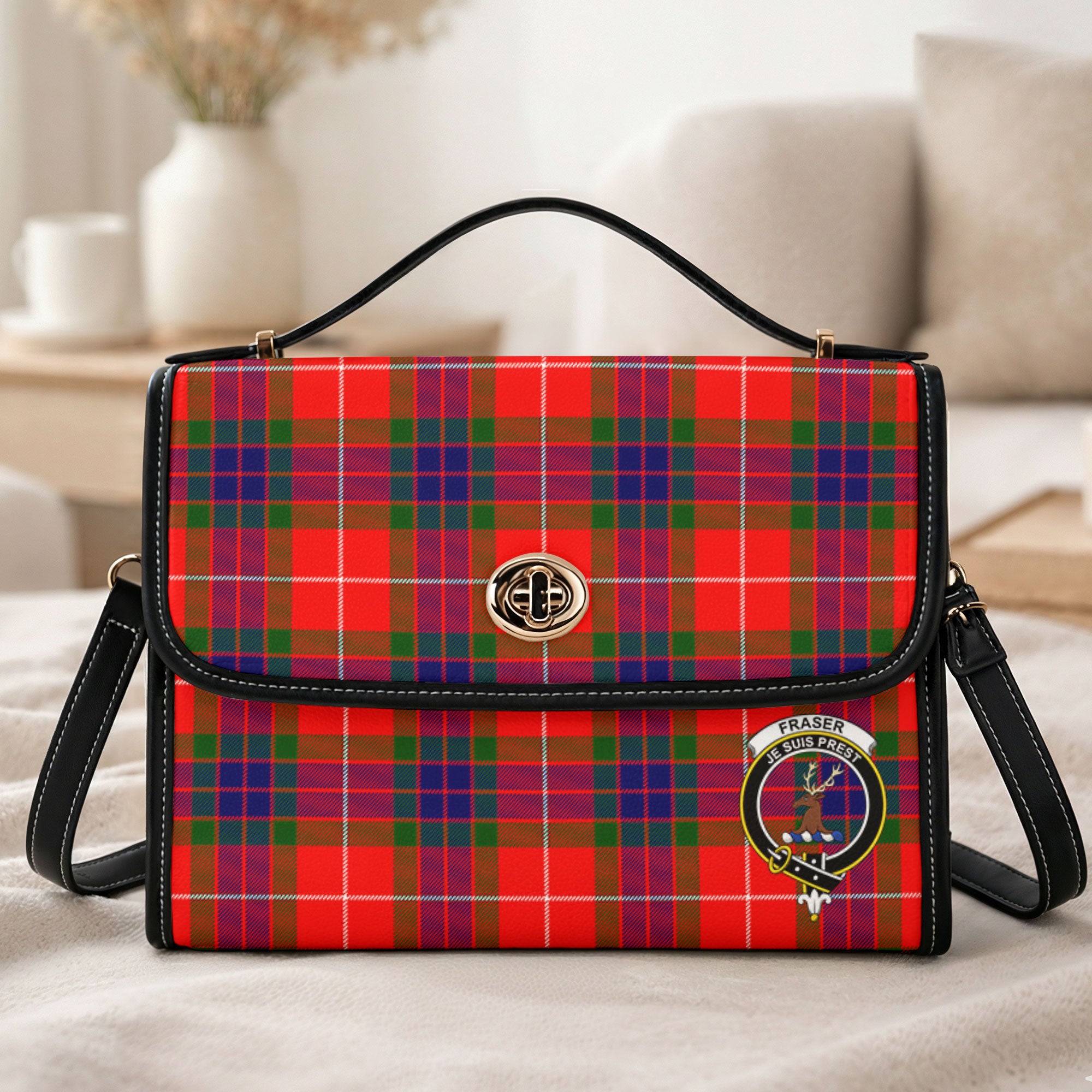 Fraser (of Lovat) Modern Tartan Crest Satchel Bag