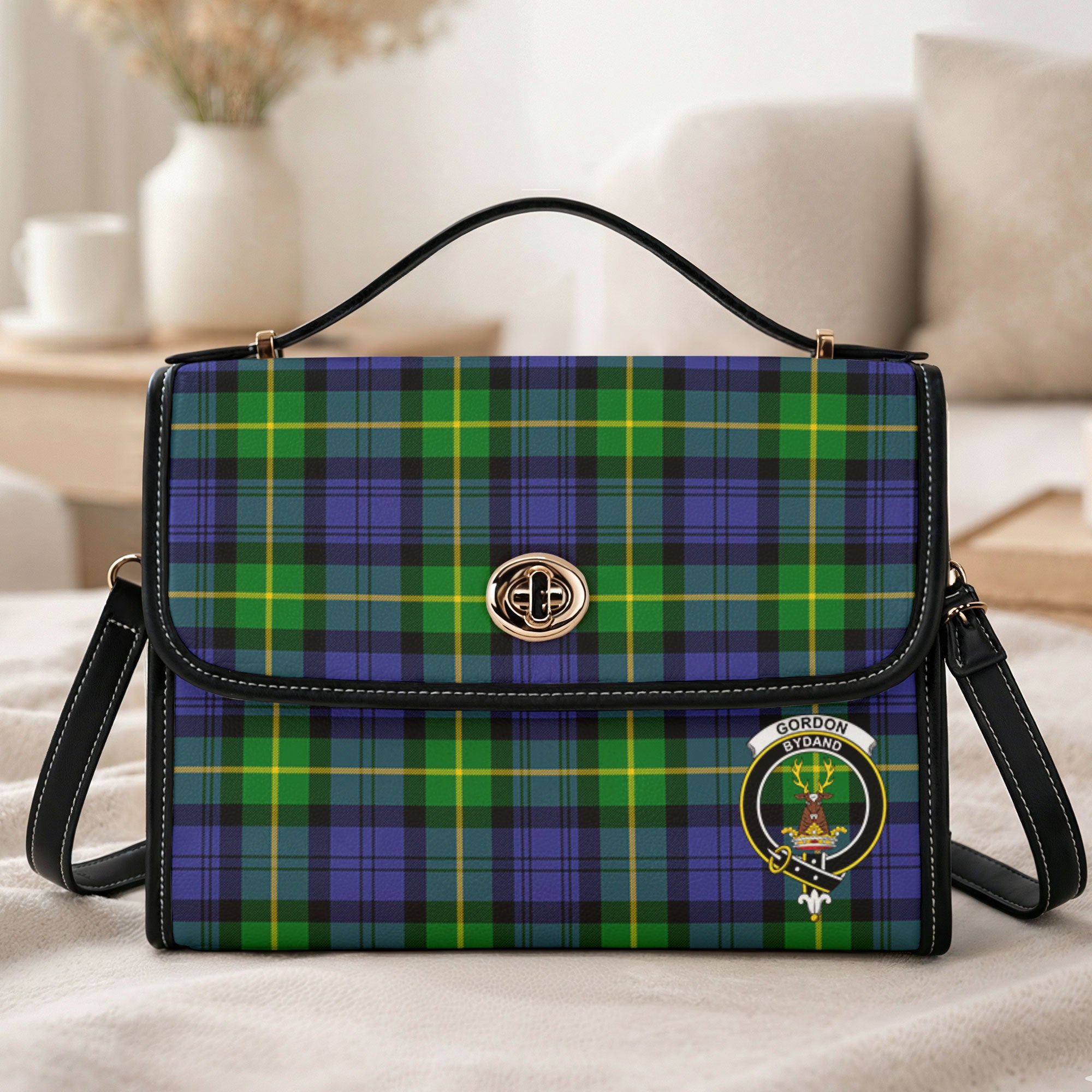 Gordon Modern Tartan Crest Satchel Bag