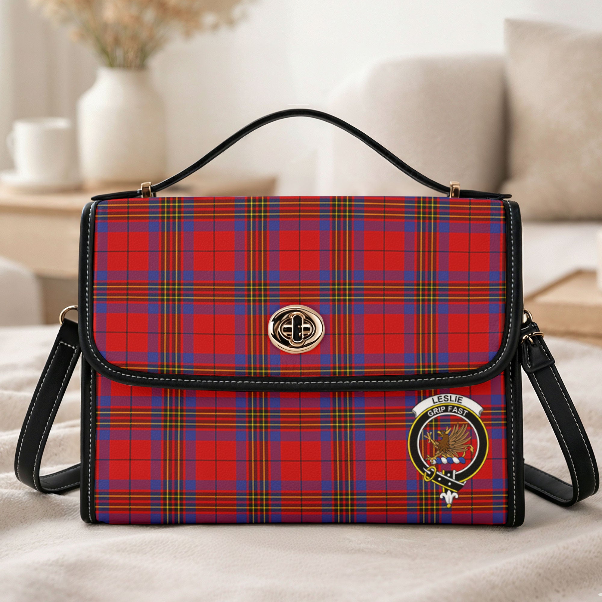 Leslie Modern Tartan Crest Satchel Bag