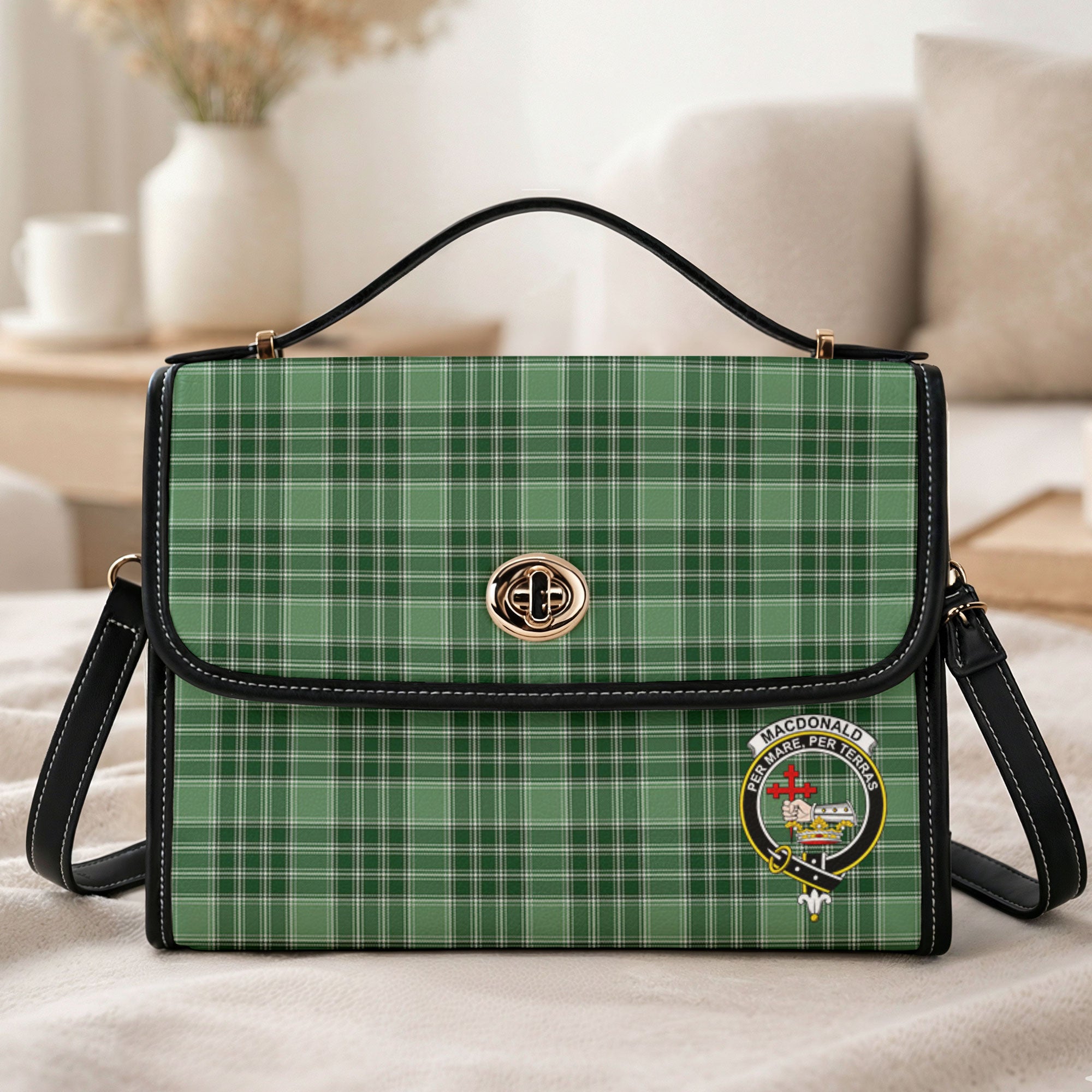 MacDonald Lord of the Isles Hunting Tartan Crest Satchel Bag