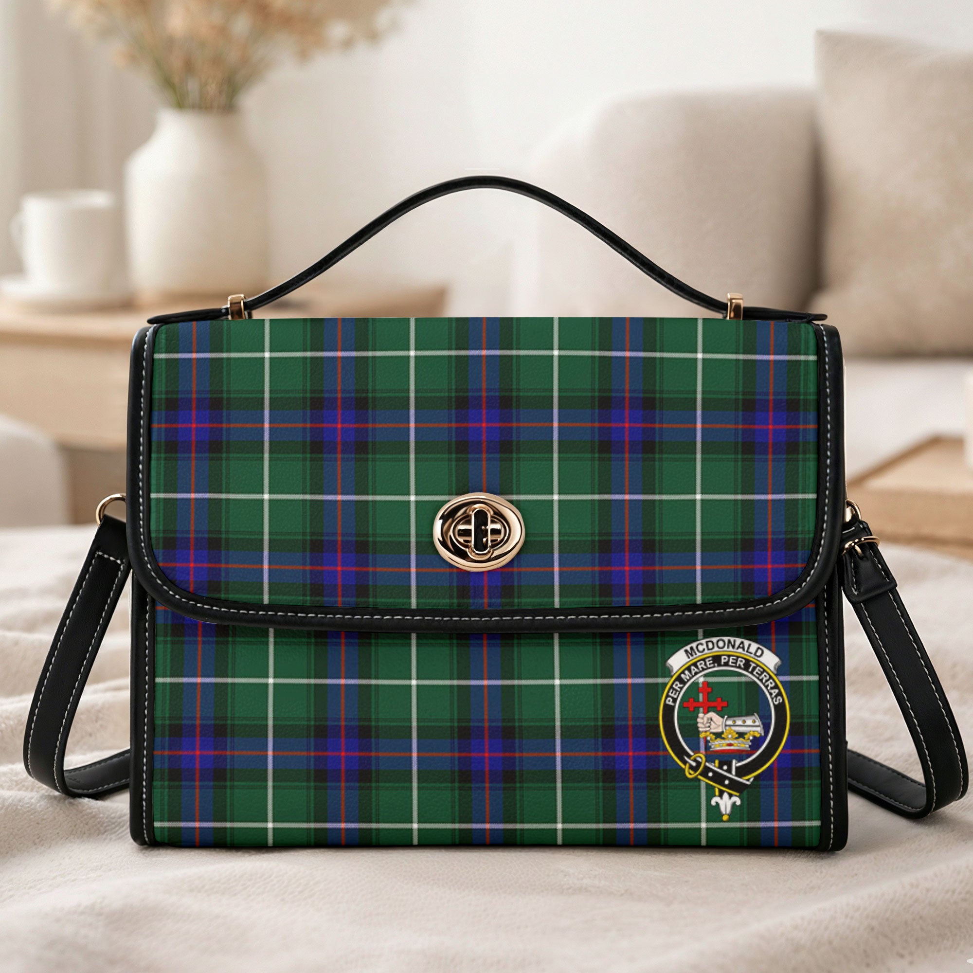 McDonald of the Isles Hunting Modern Tartan Crest Satchel Bag