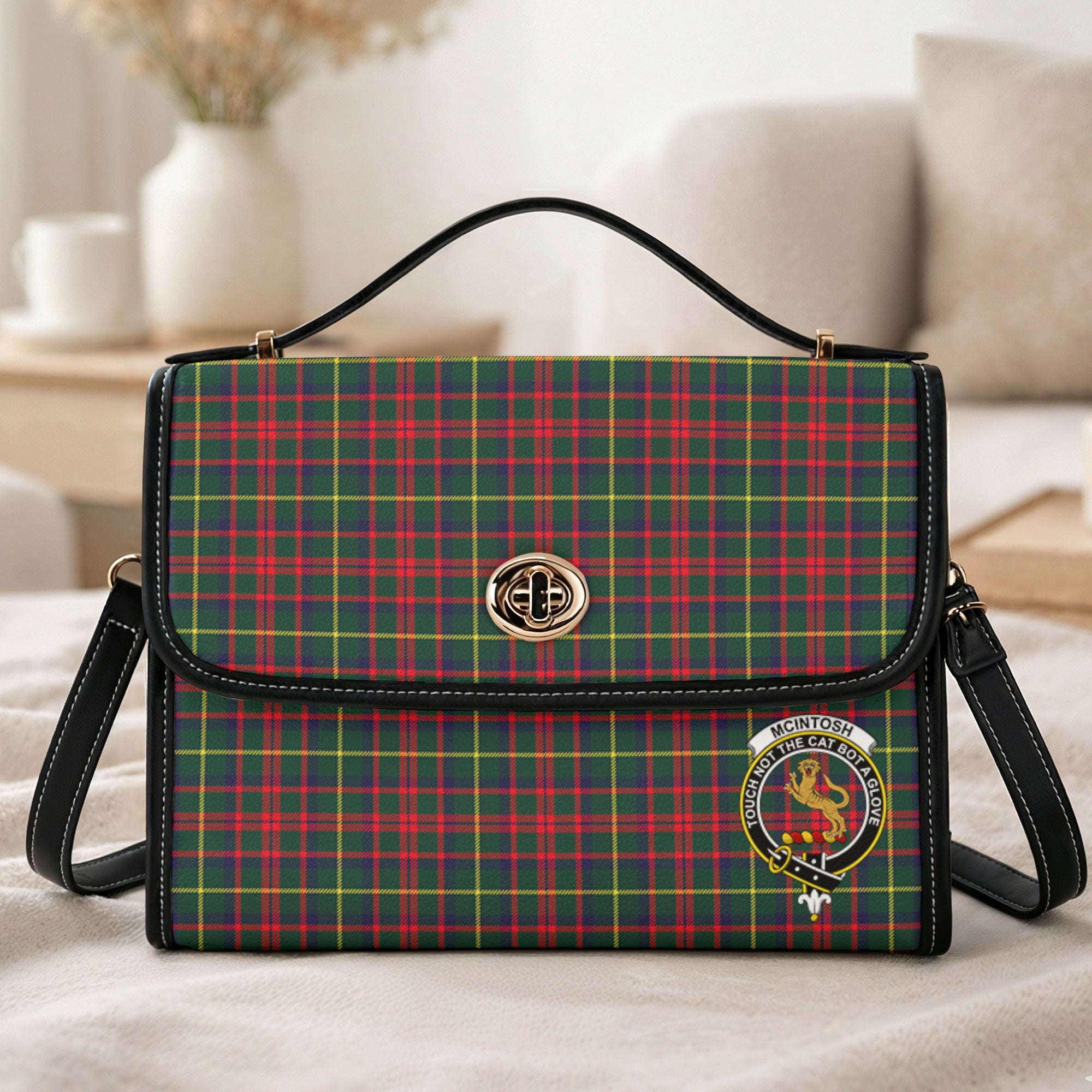 McIntosh Hunting Modern Tartan Crest Satchel Bag
