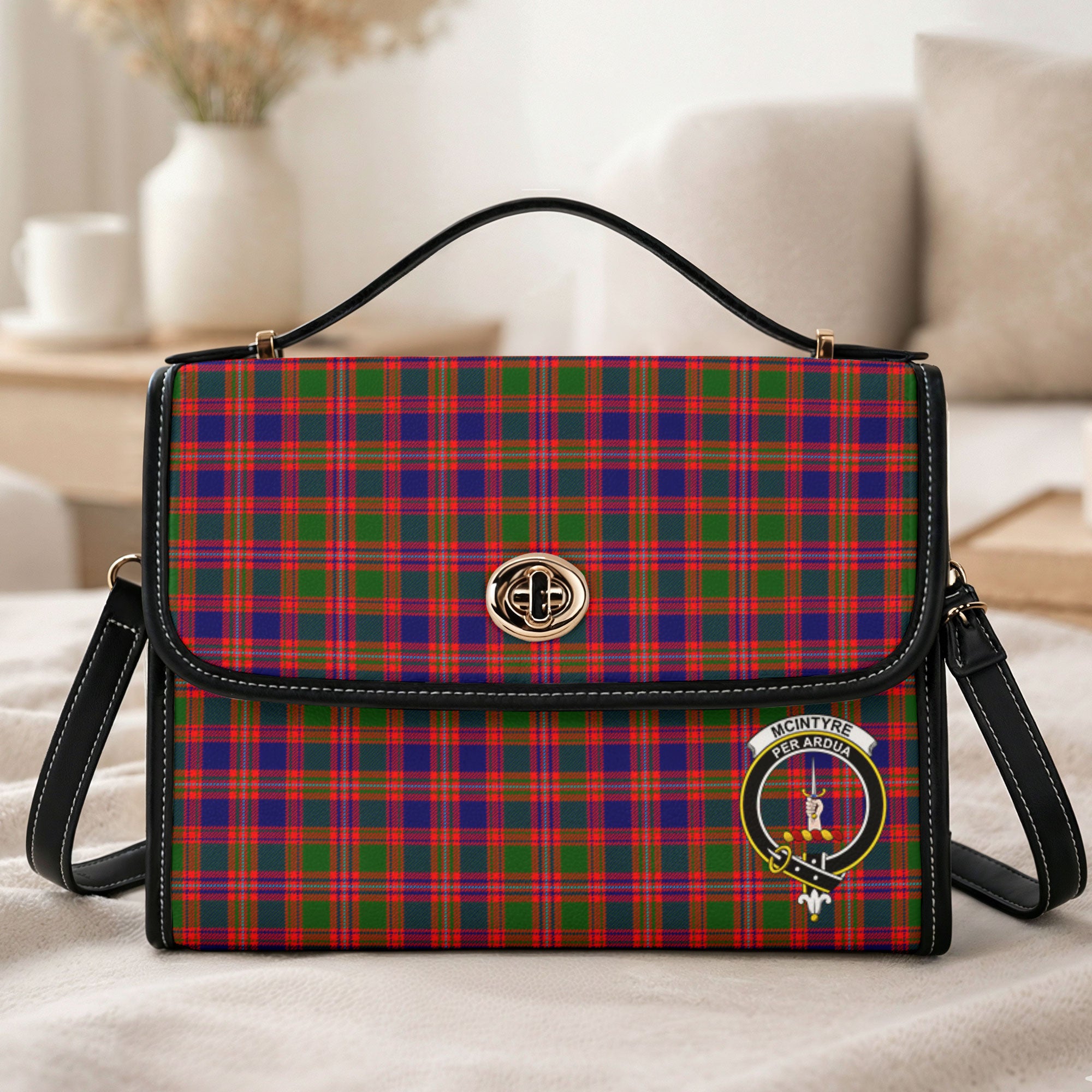 McIntyre Modern Tartan Crest Satchel Bag