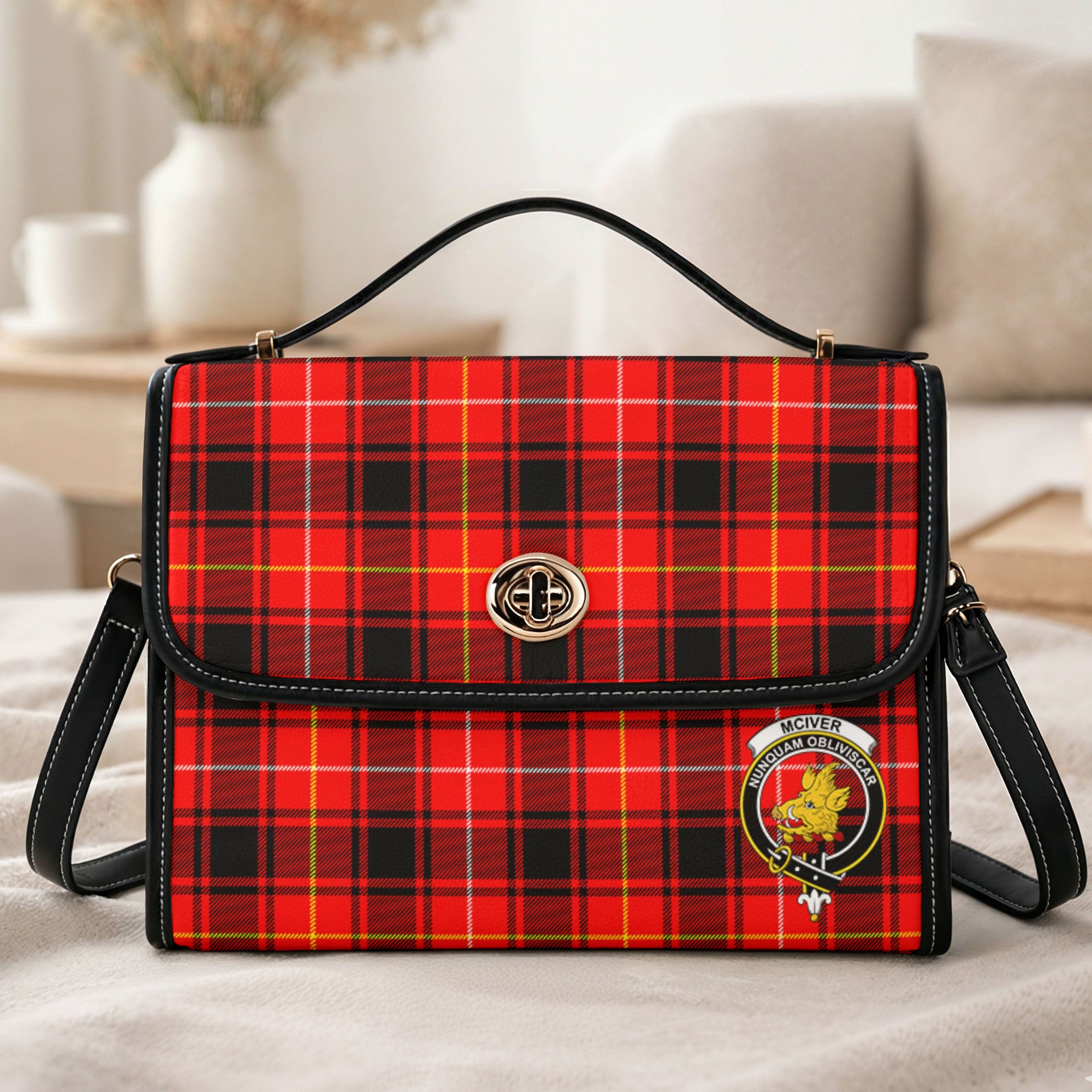McIver Modern Tartan Crest Satchel Bag