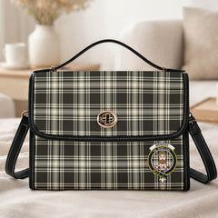 Menzies Black - White Ancient Tartan Crest Satchel Bag
