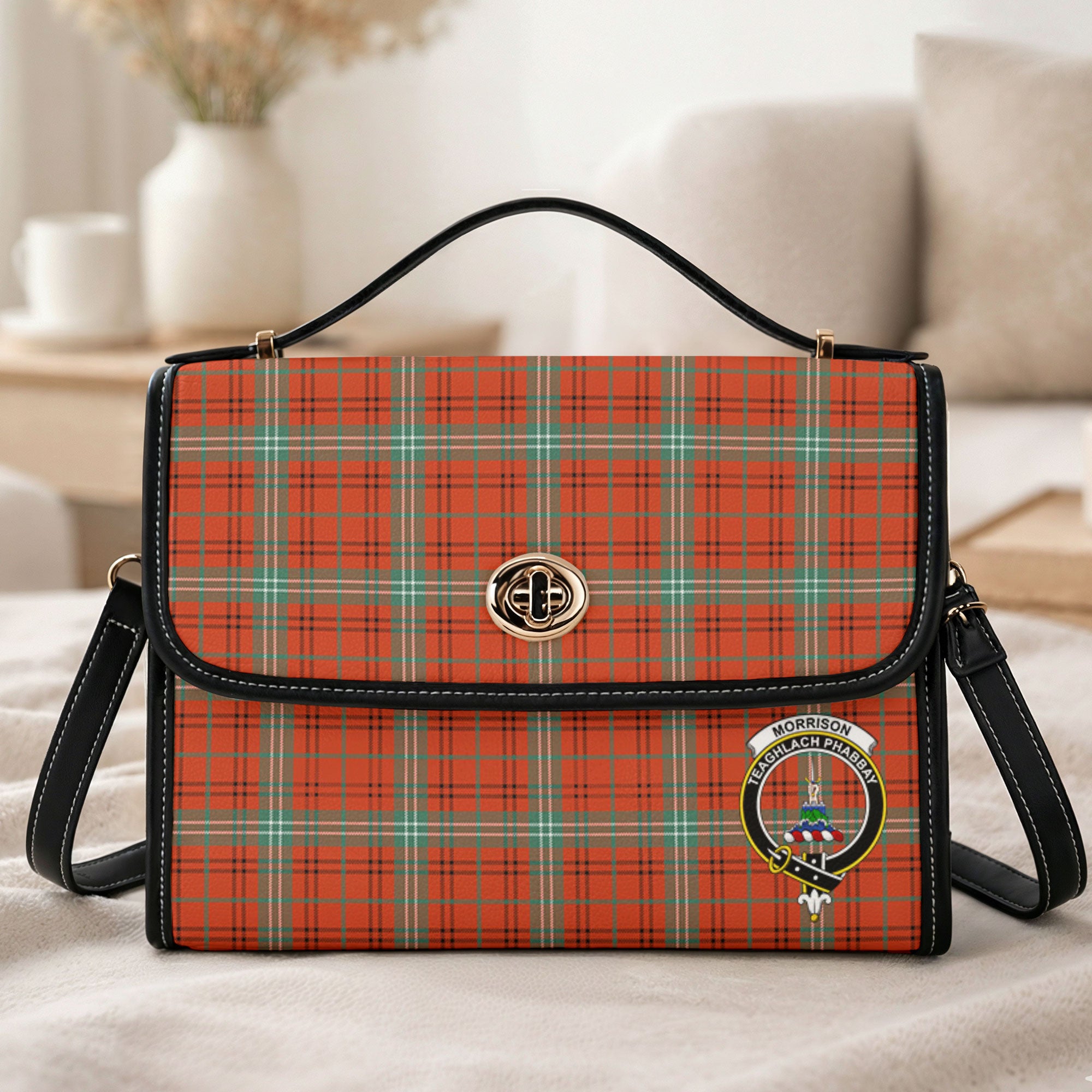 Morrison Red Ancient Tartan Crest Satchel Bag
