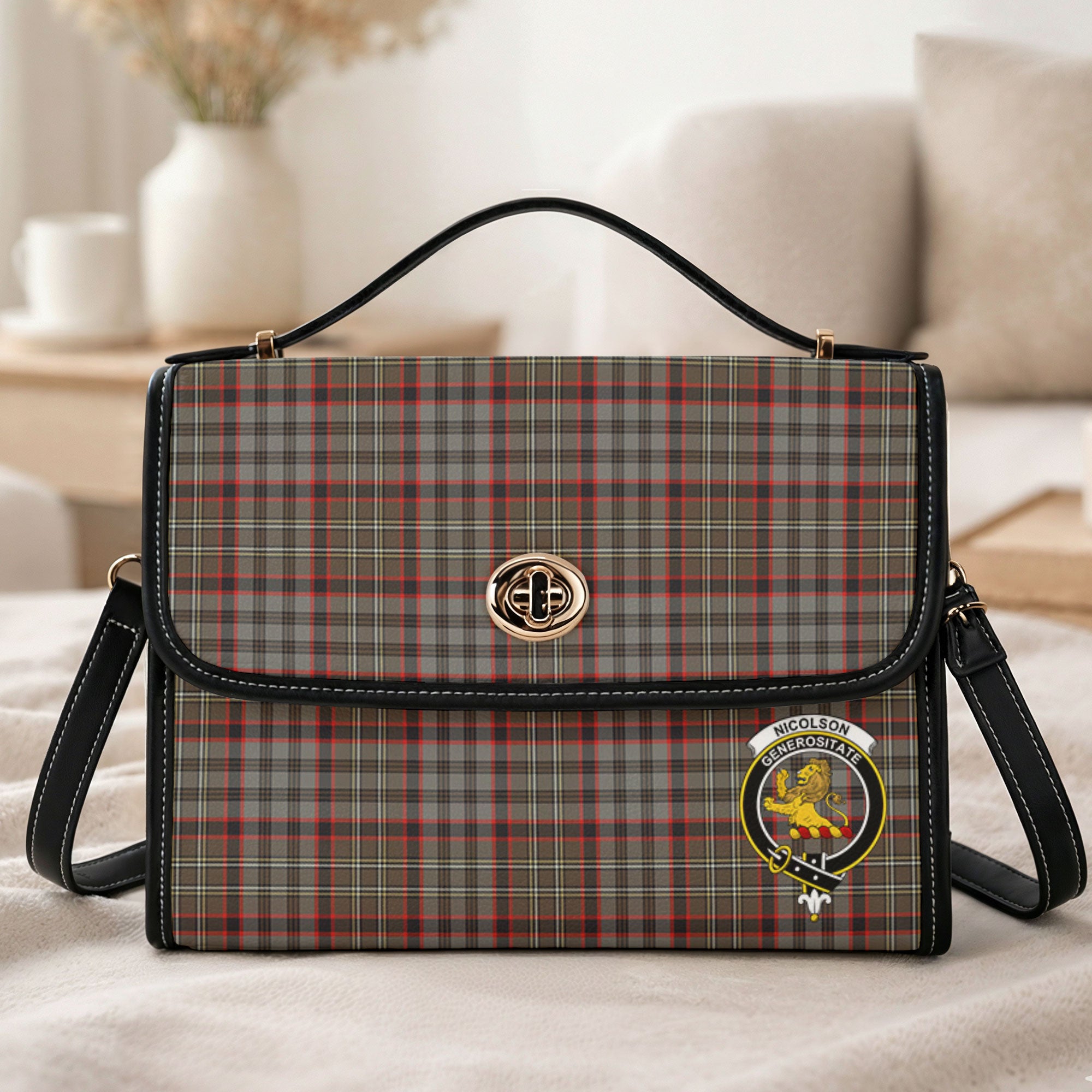 Nicolson Hunting Weathered Tartan Crest Satchel Bag