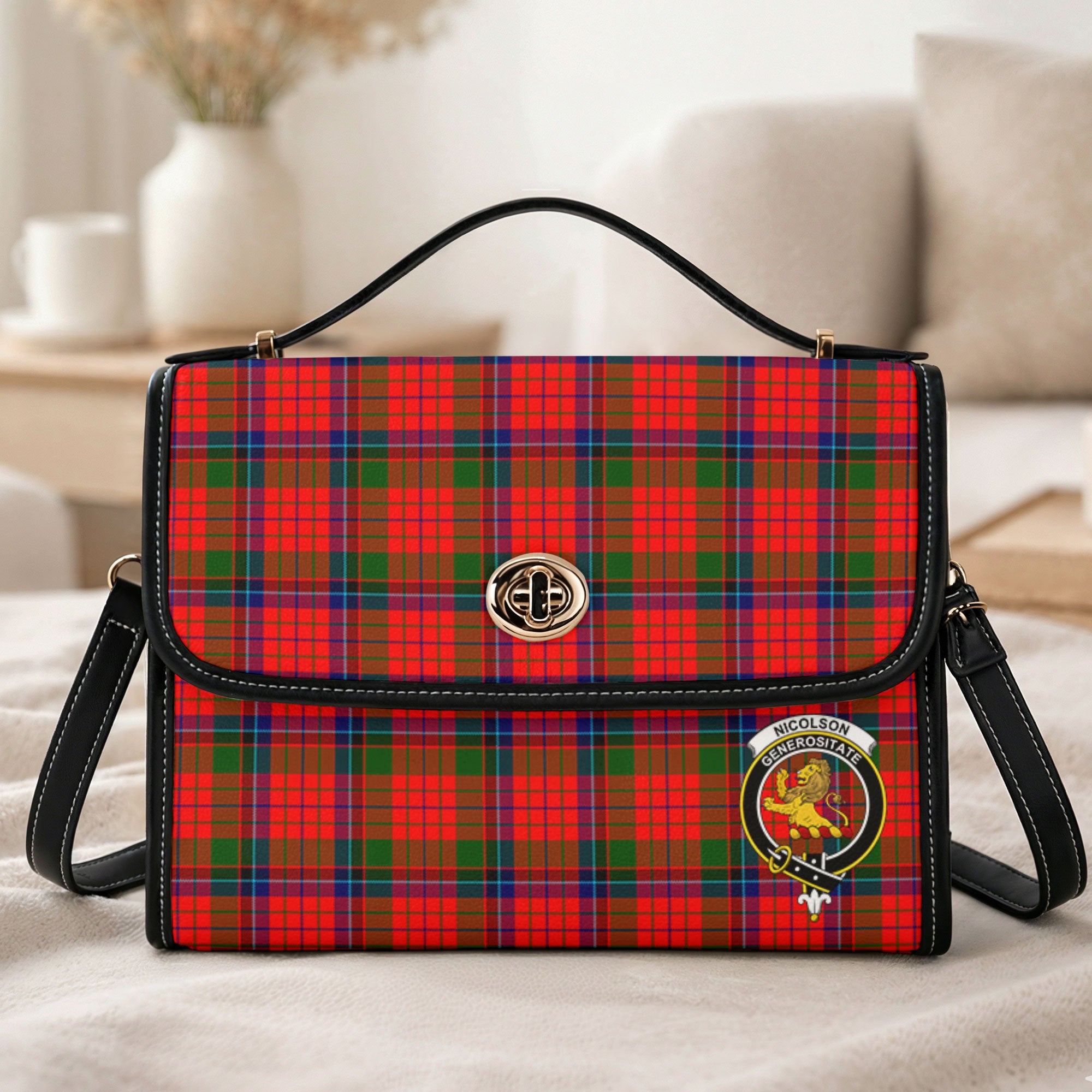 Nicolson Modern Tartan Crest Satchel Bag