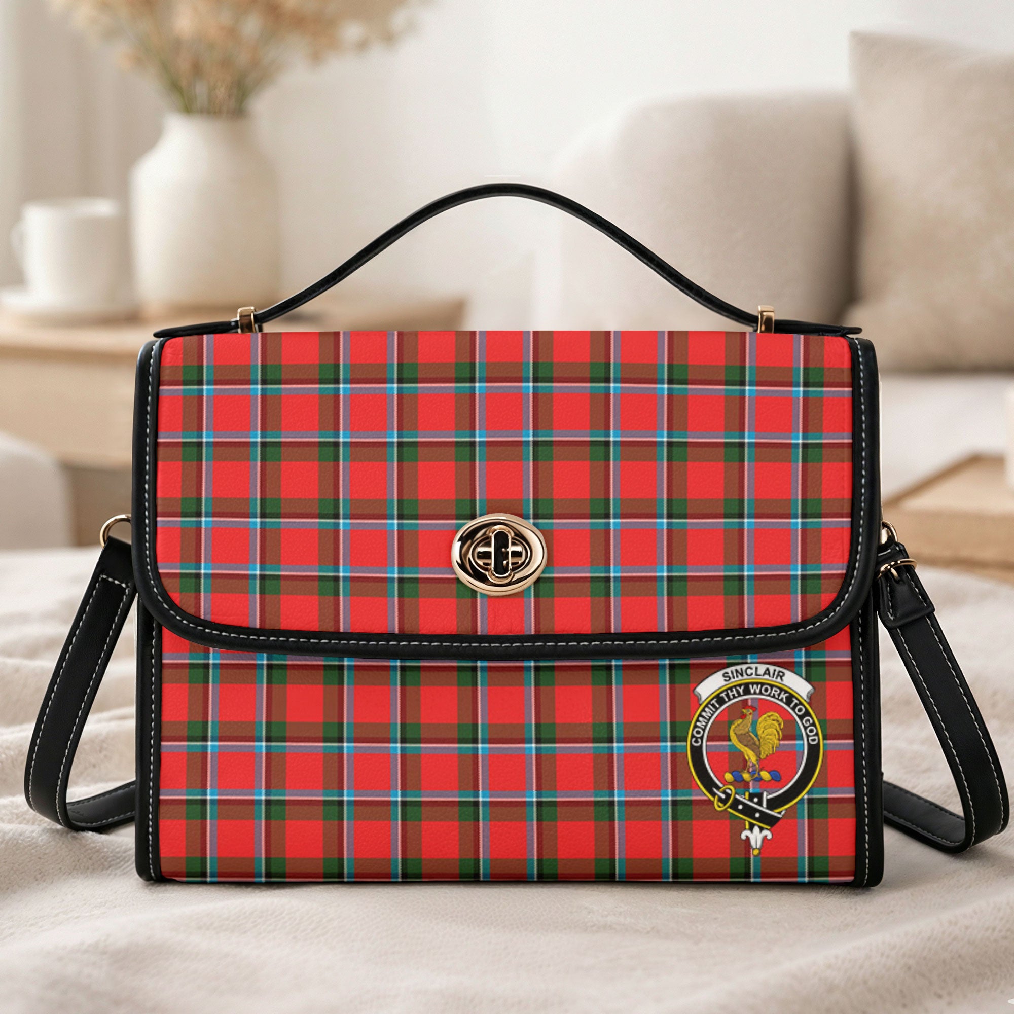 Sinclair Modern Tartan Crest Satchel Bag