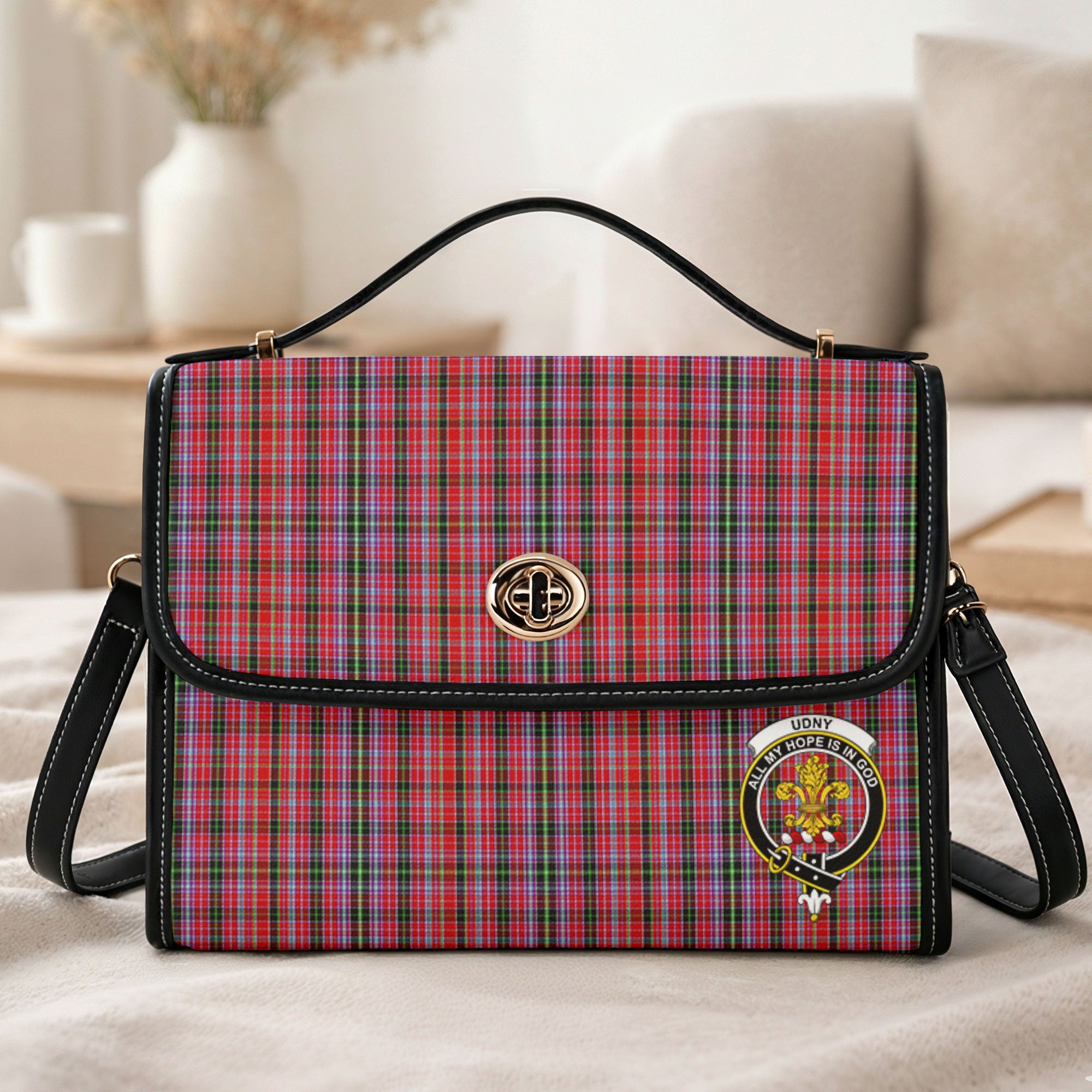 Udny Tartan Crest Satchel Bag