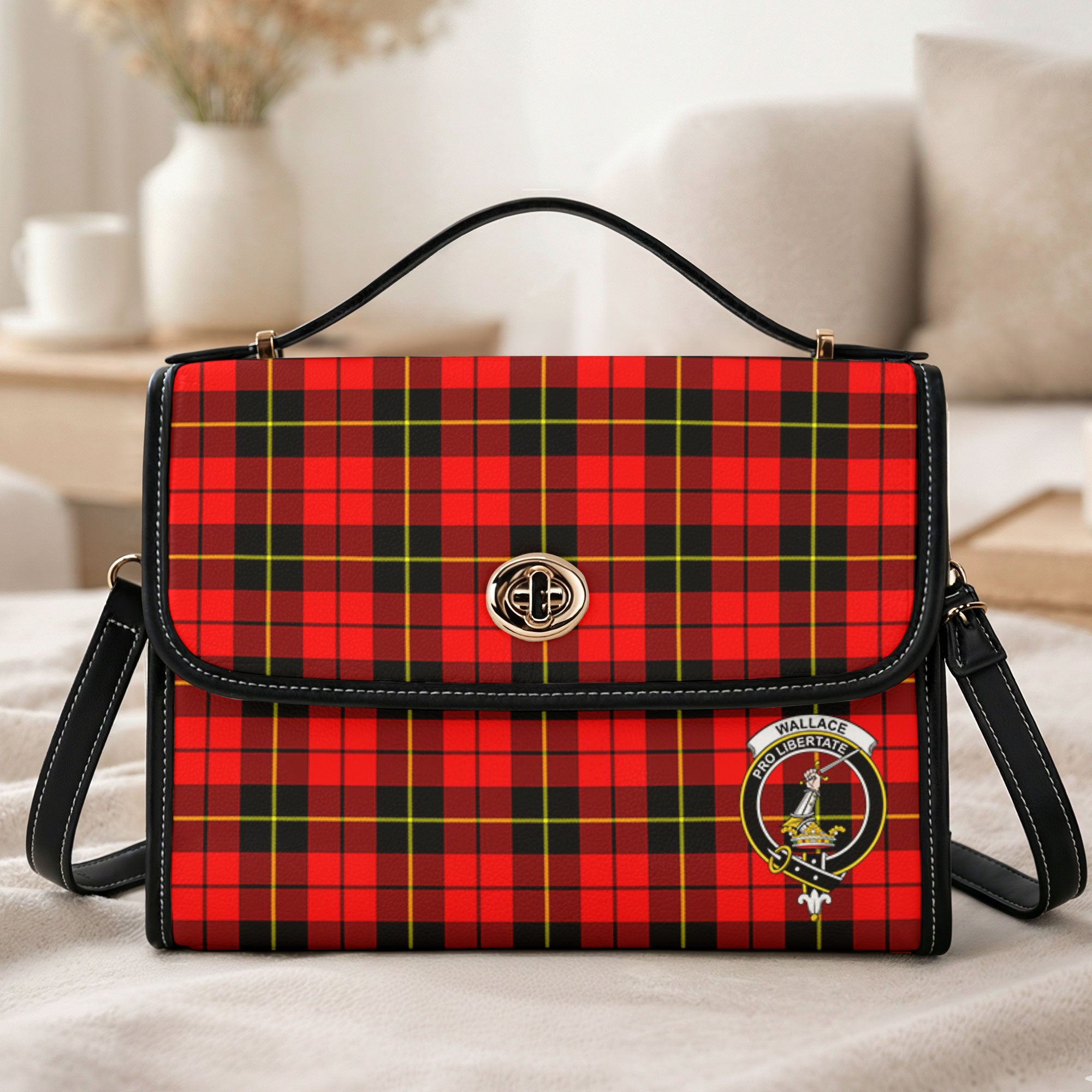Wallace Hunting Red Tartan Crest Satchel Bag