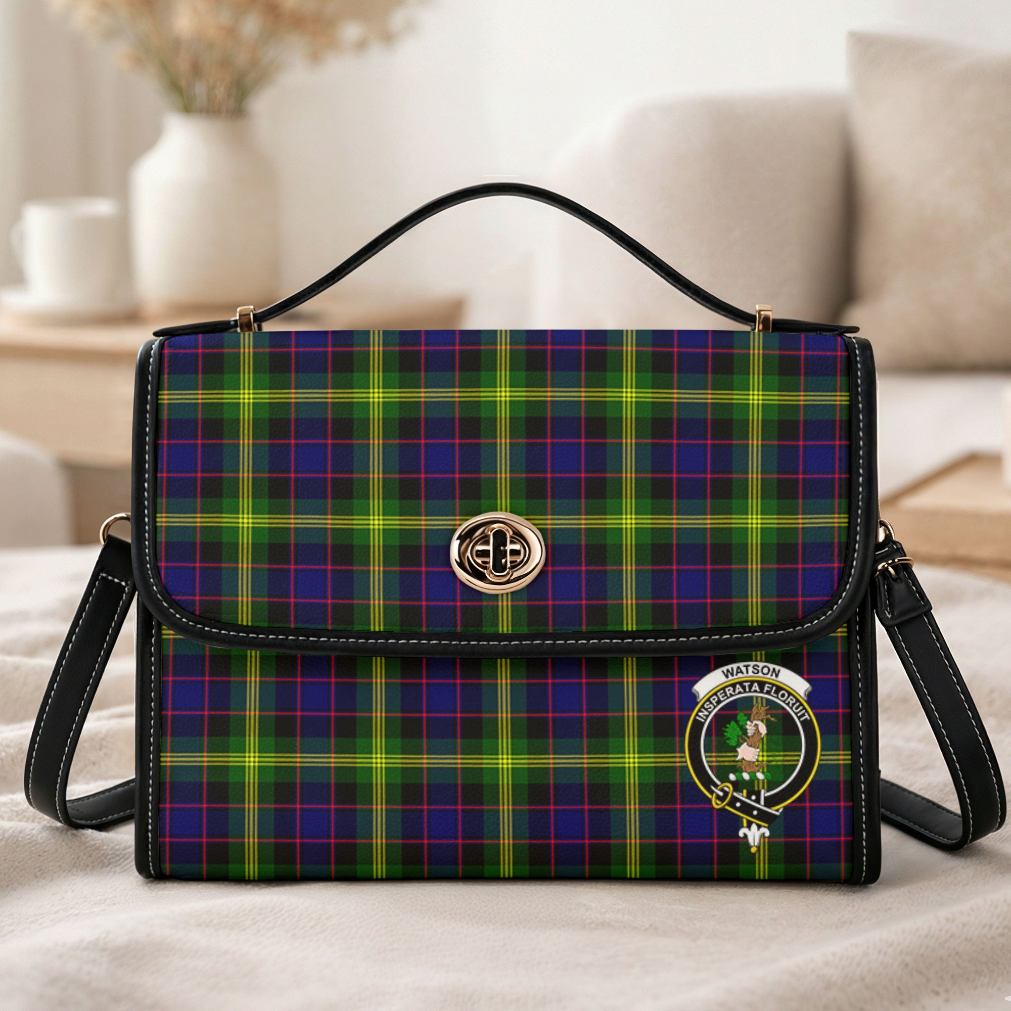 Watson Modern Tartan Crest Satchel Bag