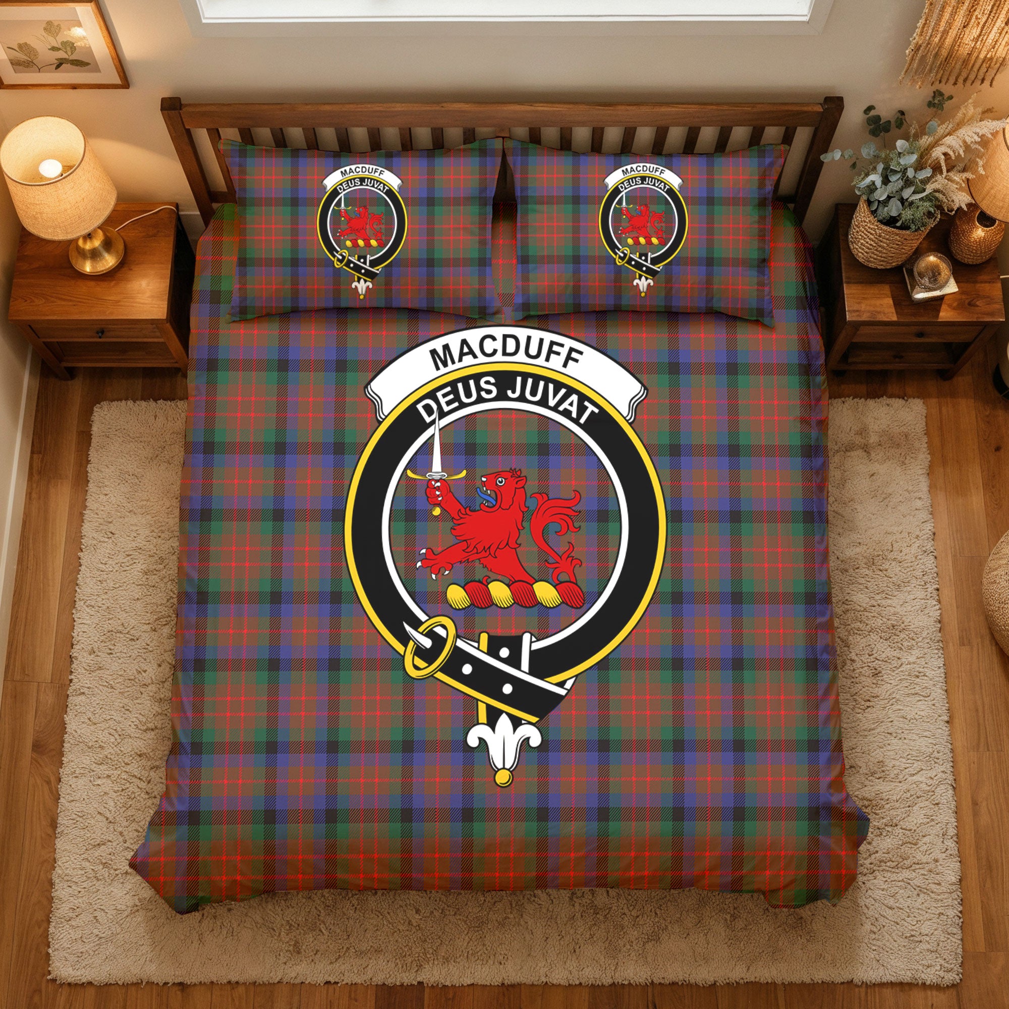 MacDuff Hunting Modern Tartan Crest Bedding Set