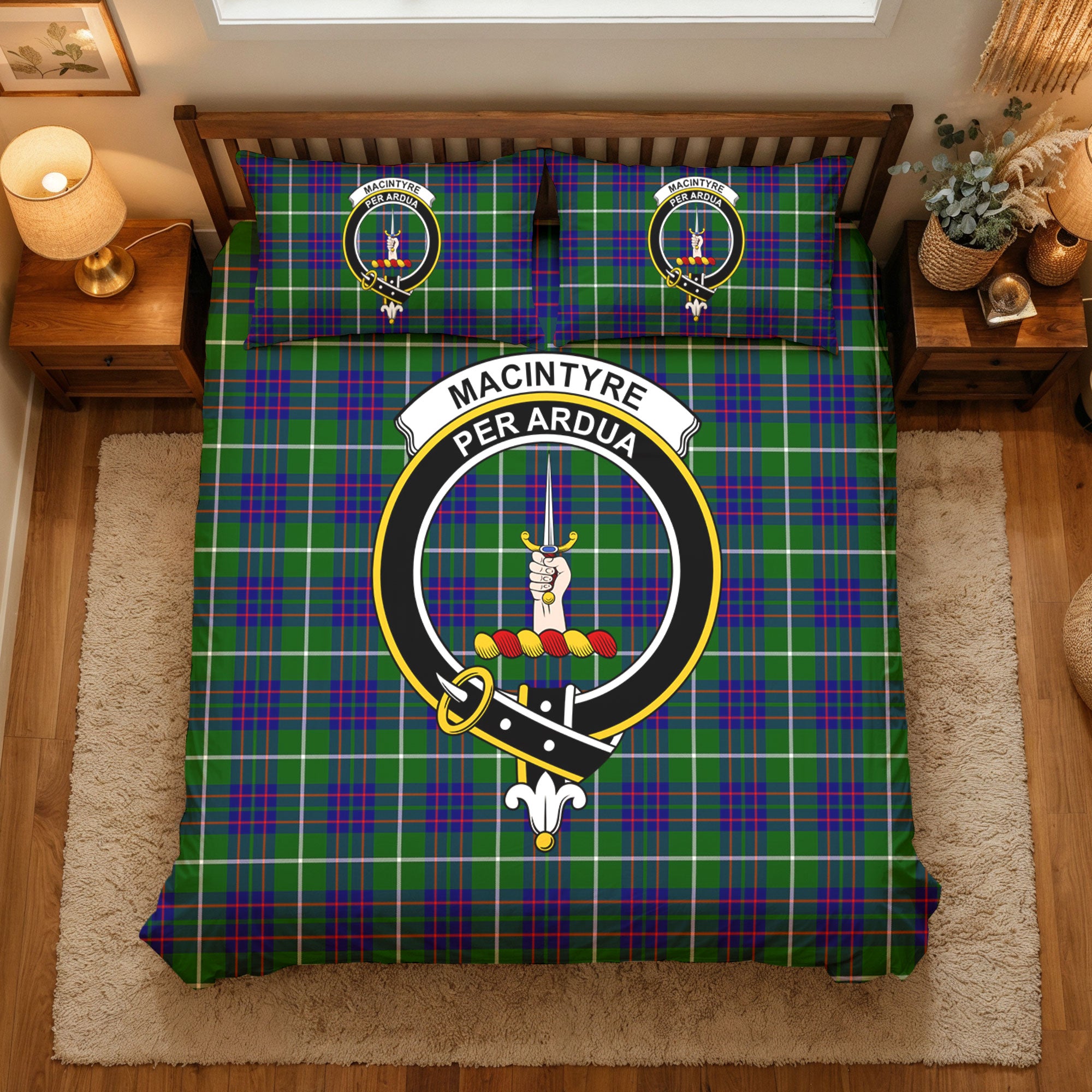 MacIntyre Hunting Modern Tartan Crest Bedding Set