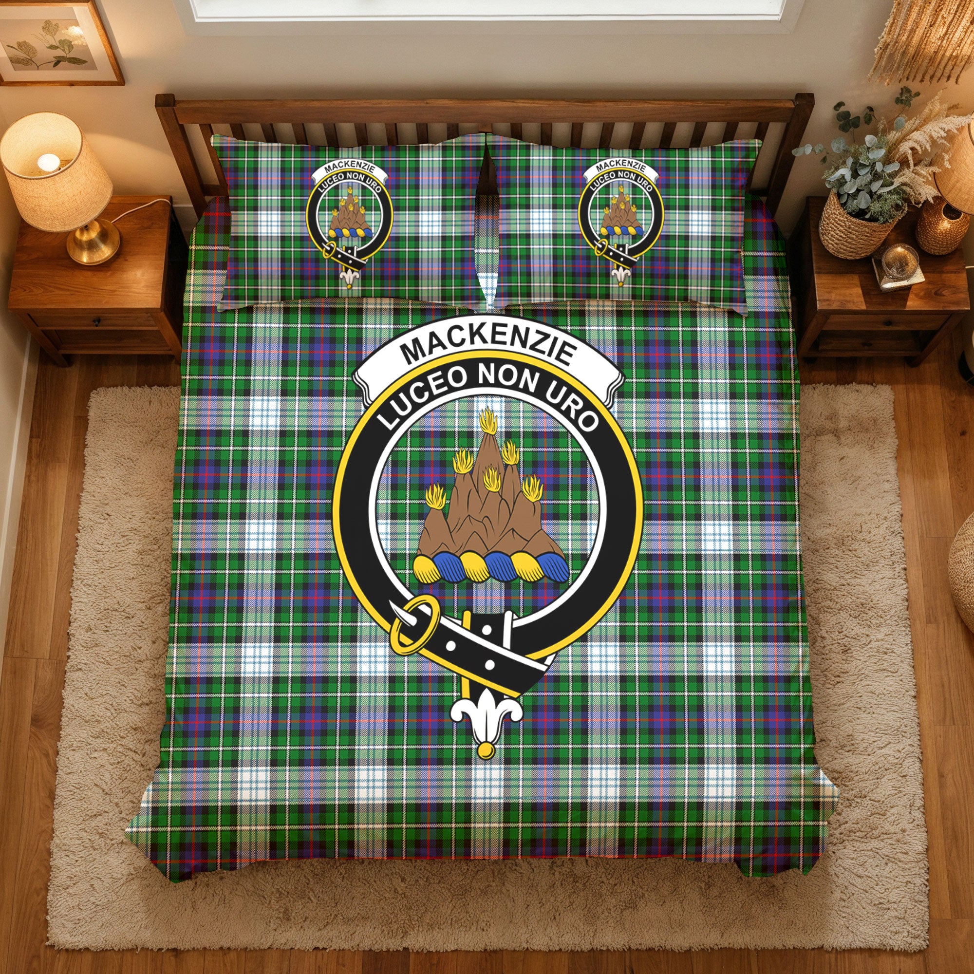 MacKenzie Dress Modern Tartan Crest Bedding Set
