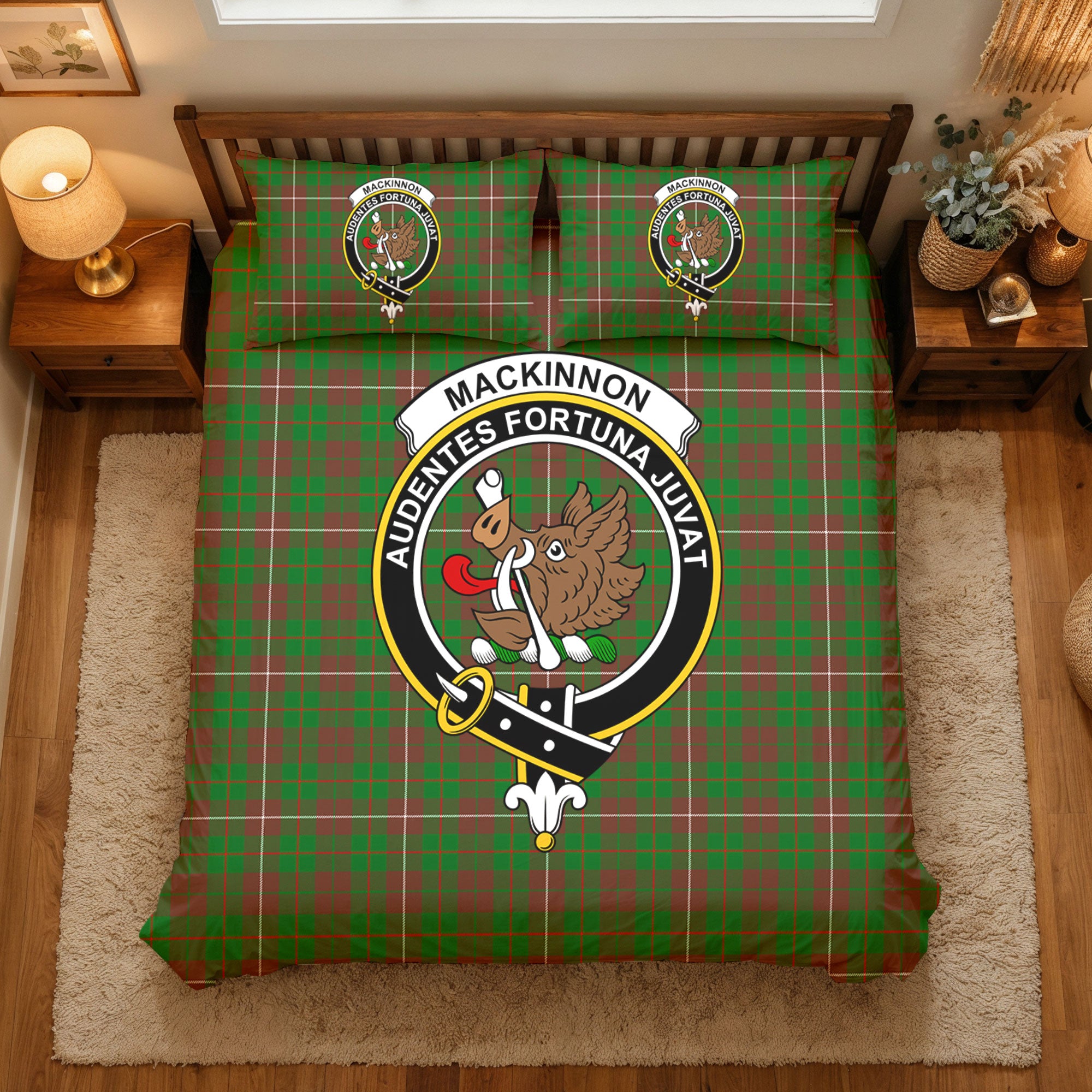 MacKinnon Hunting Modern Tartan Crest Bedding Set