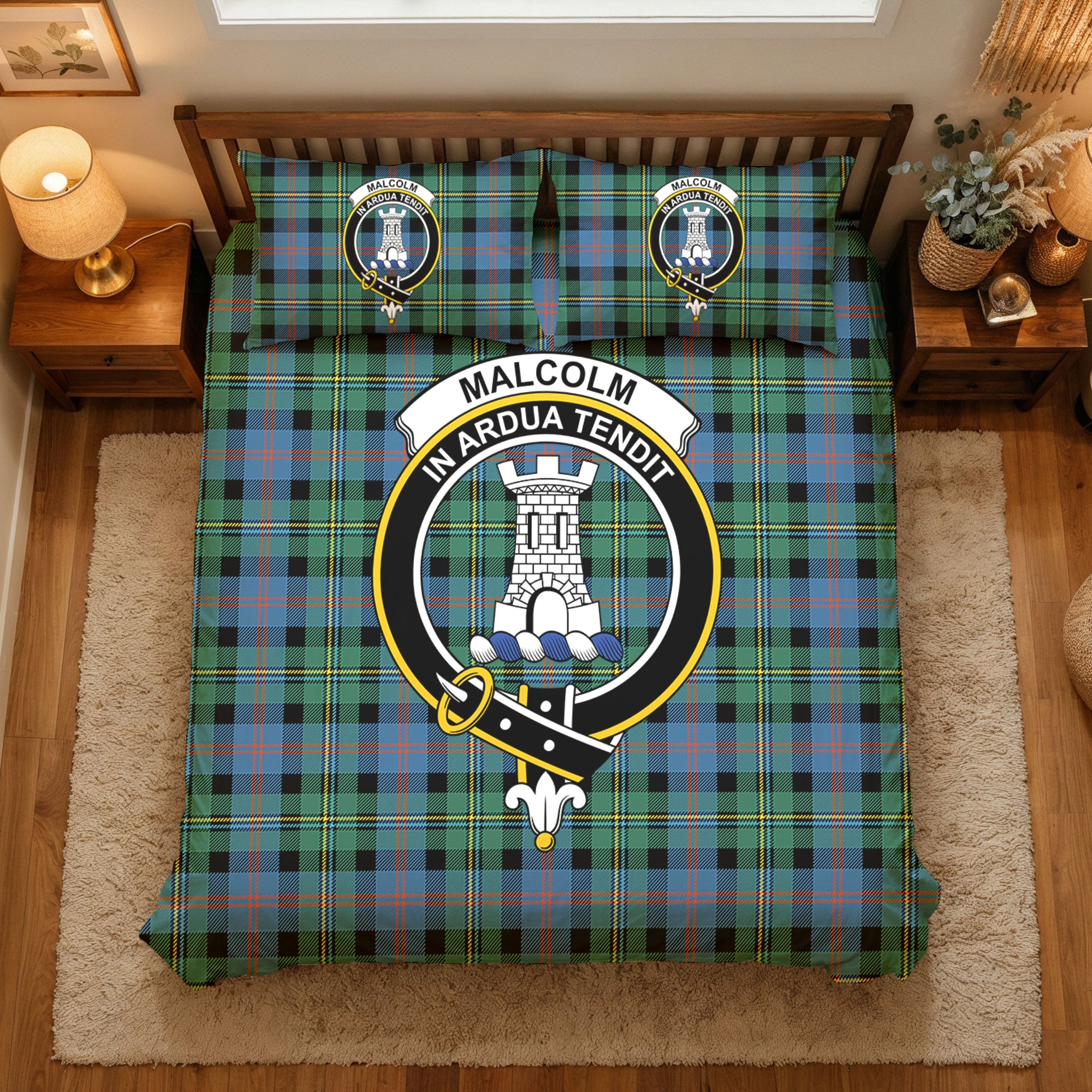 Malcolm Ancient Tartan Crest Bedding Set