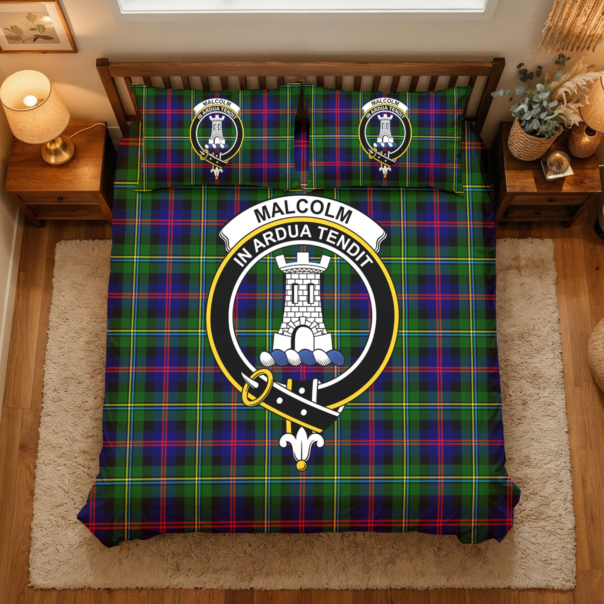 Malcolm (or MacCallum) Tartan Crest Bedding Set