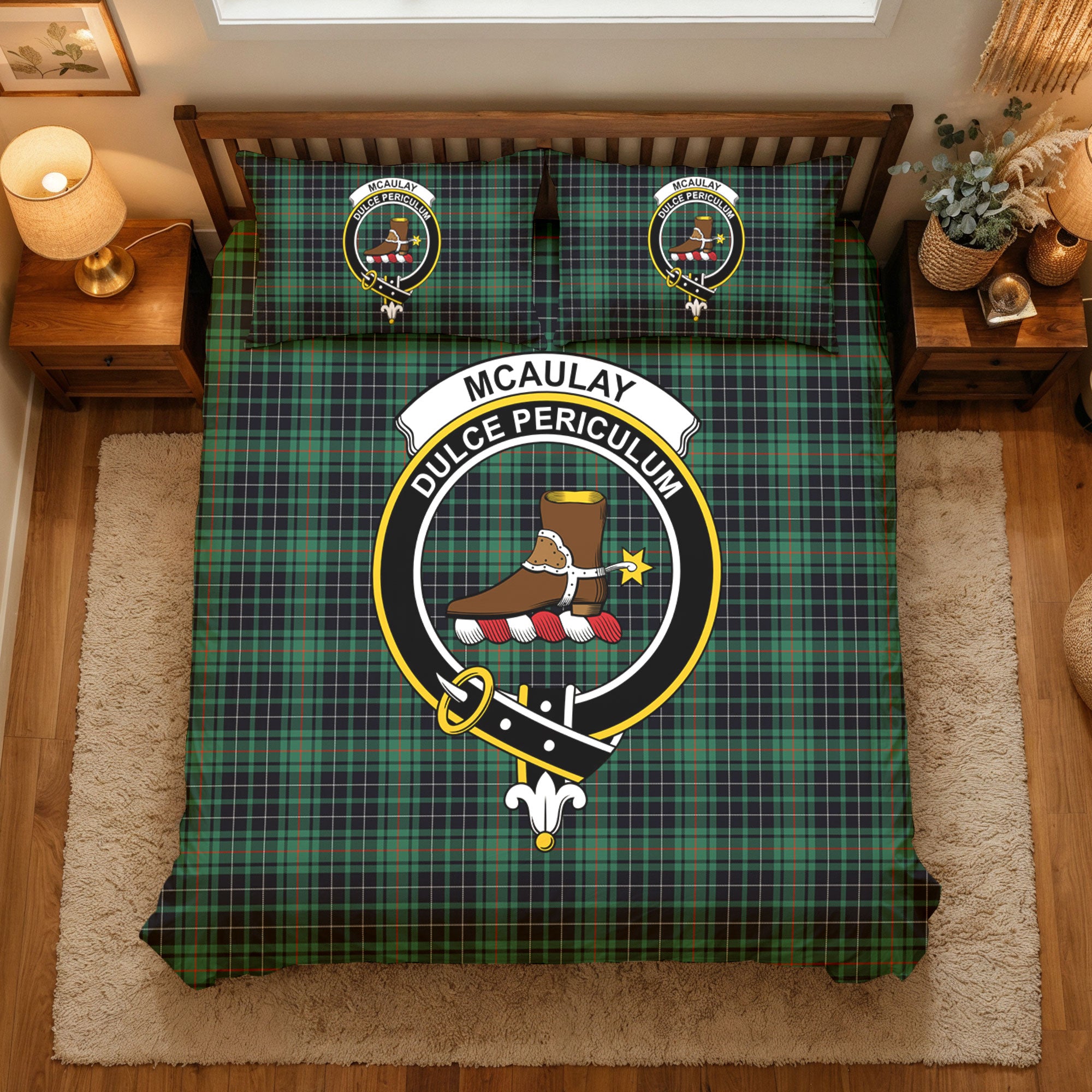 McAulay Hunting Ancient Tartan Crest Bedding Set