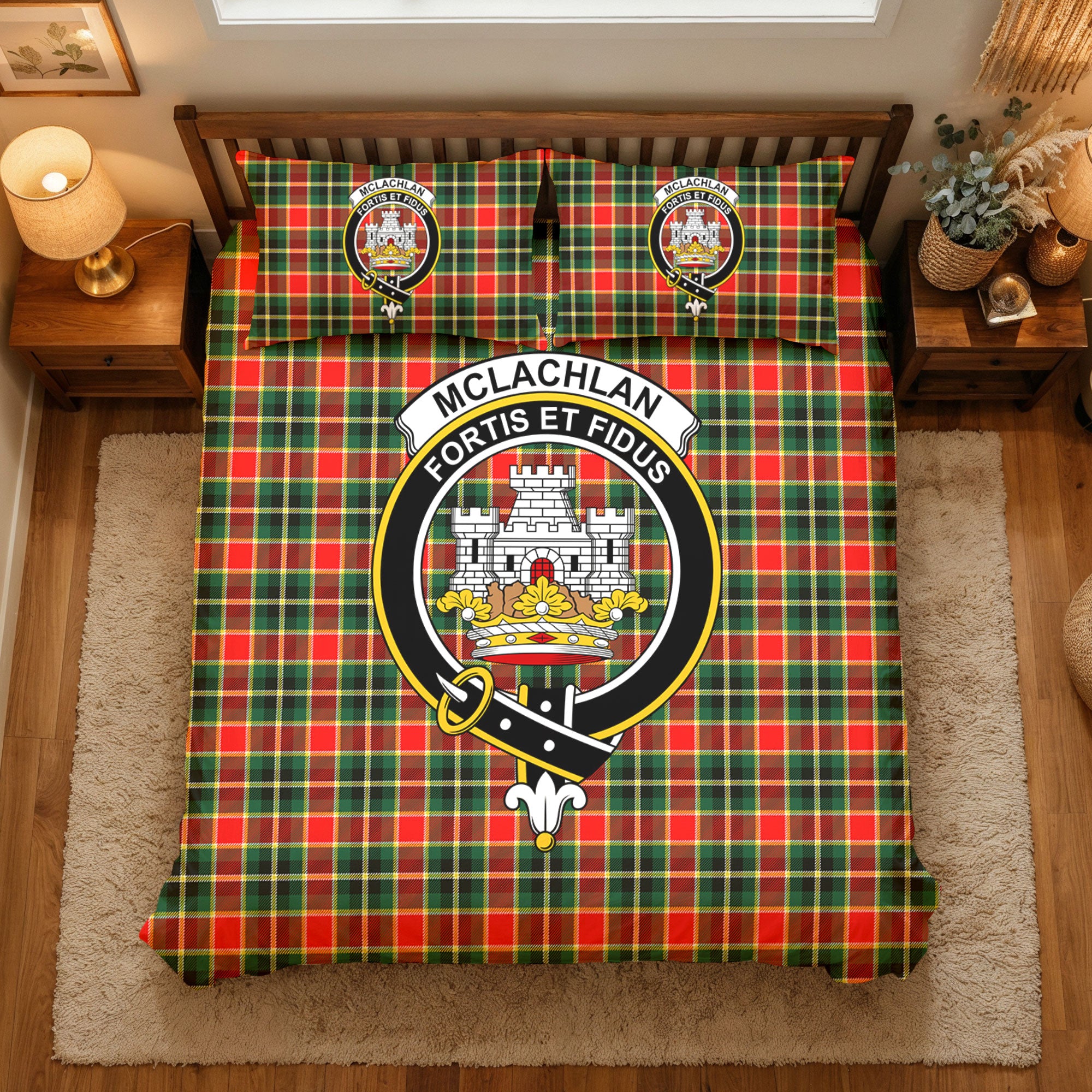 McLachlan Hunting Modern Tartan Crest Bedding Set