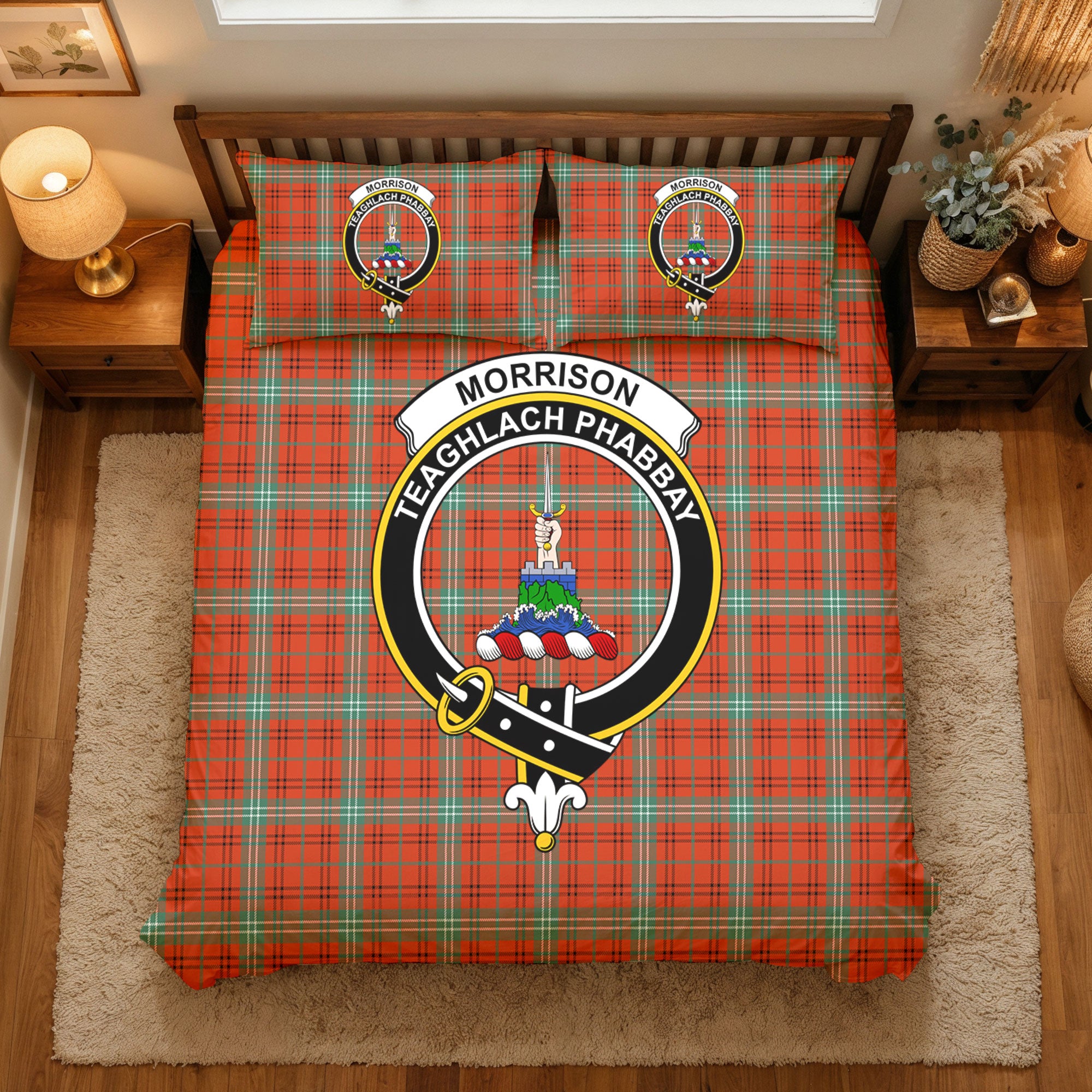 Morrison Red Ancient Tartan Crest Bedding Set
