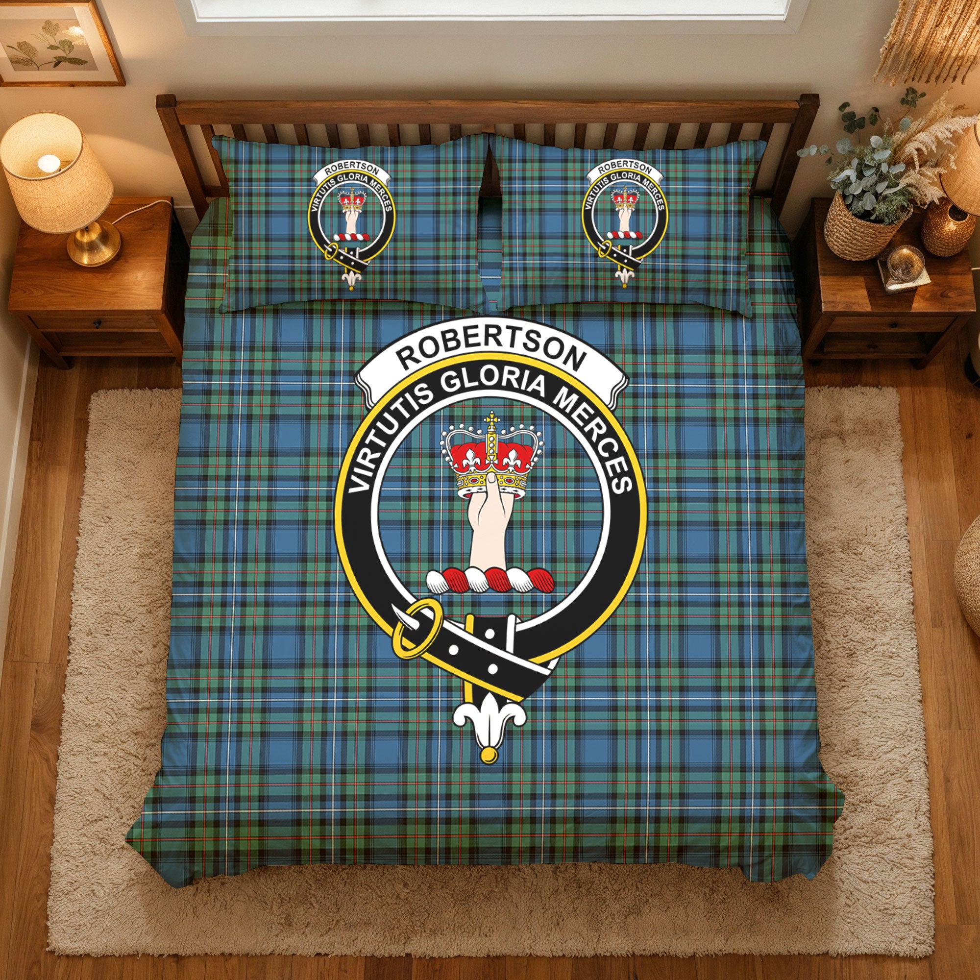 Robertson Hunting Ancient Tartan Crest Bedding Set