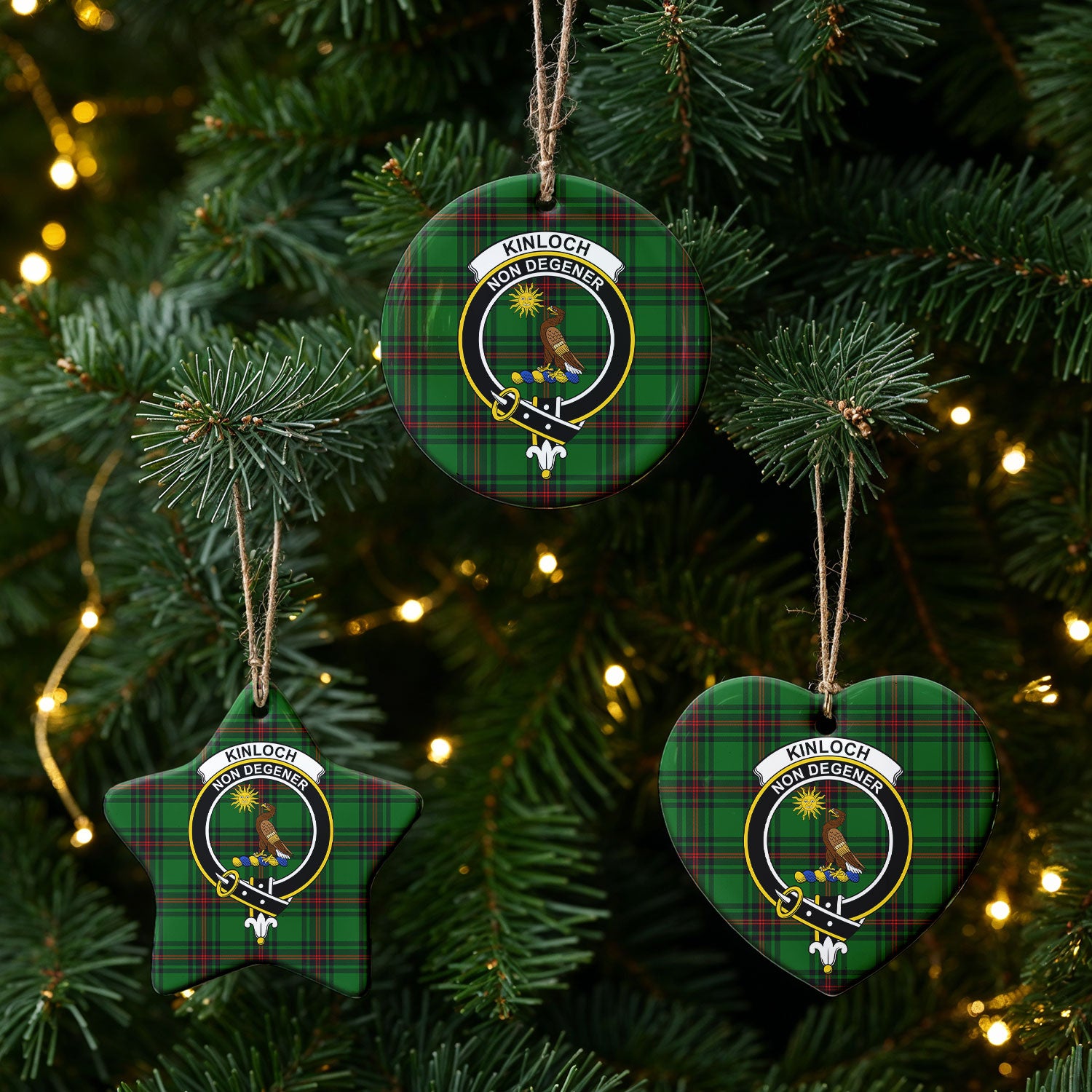 Kinloch Tartan Crest Christmas Ceramic Ornament