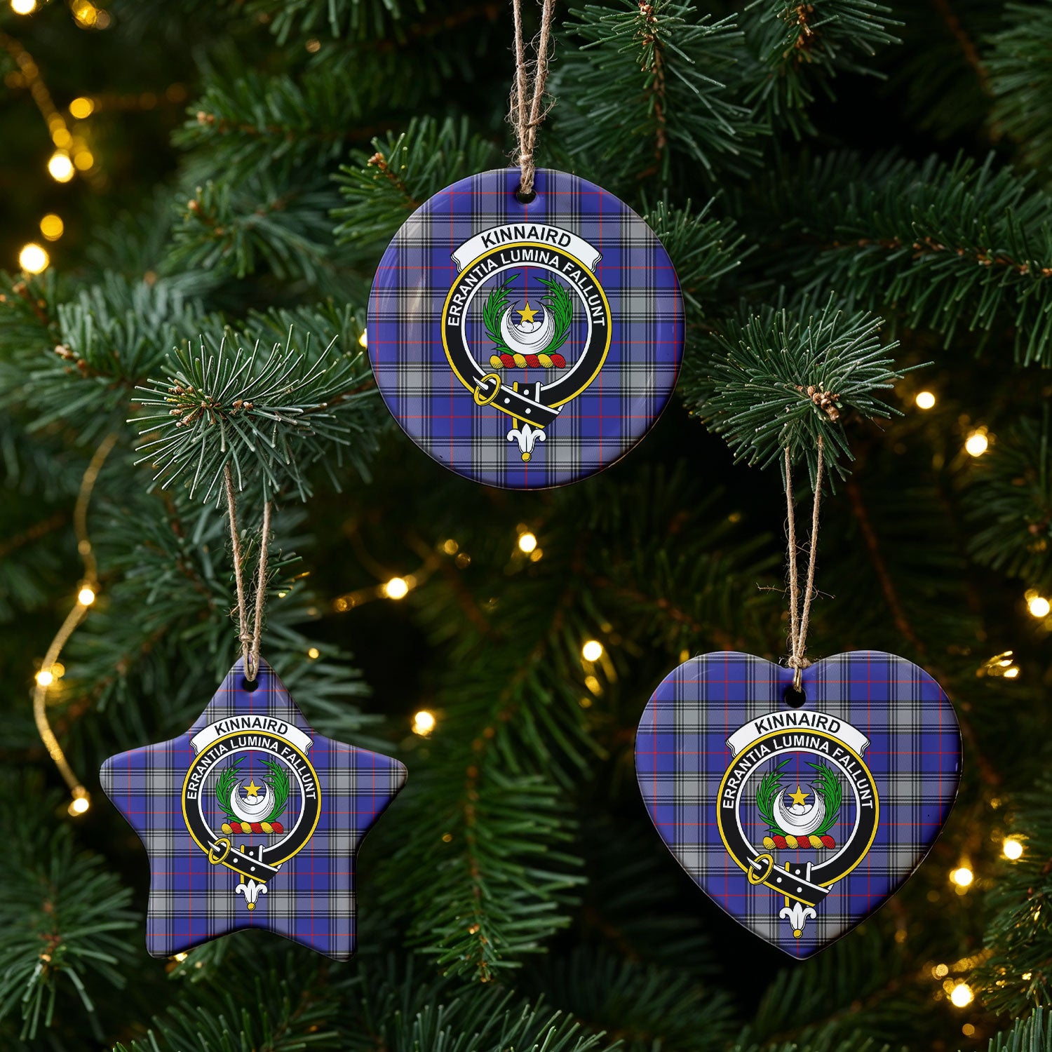 Kinnaird Tartan Crest Christmas Ceramic Ornament