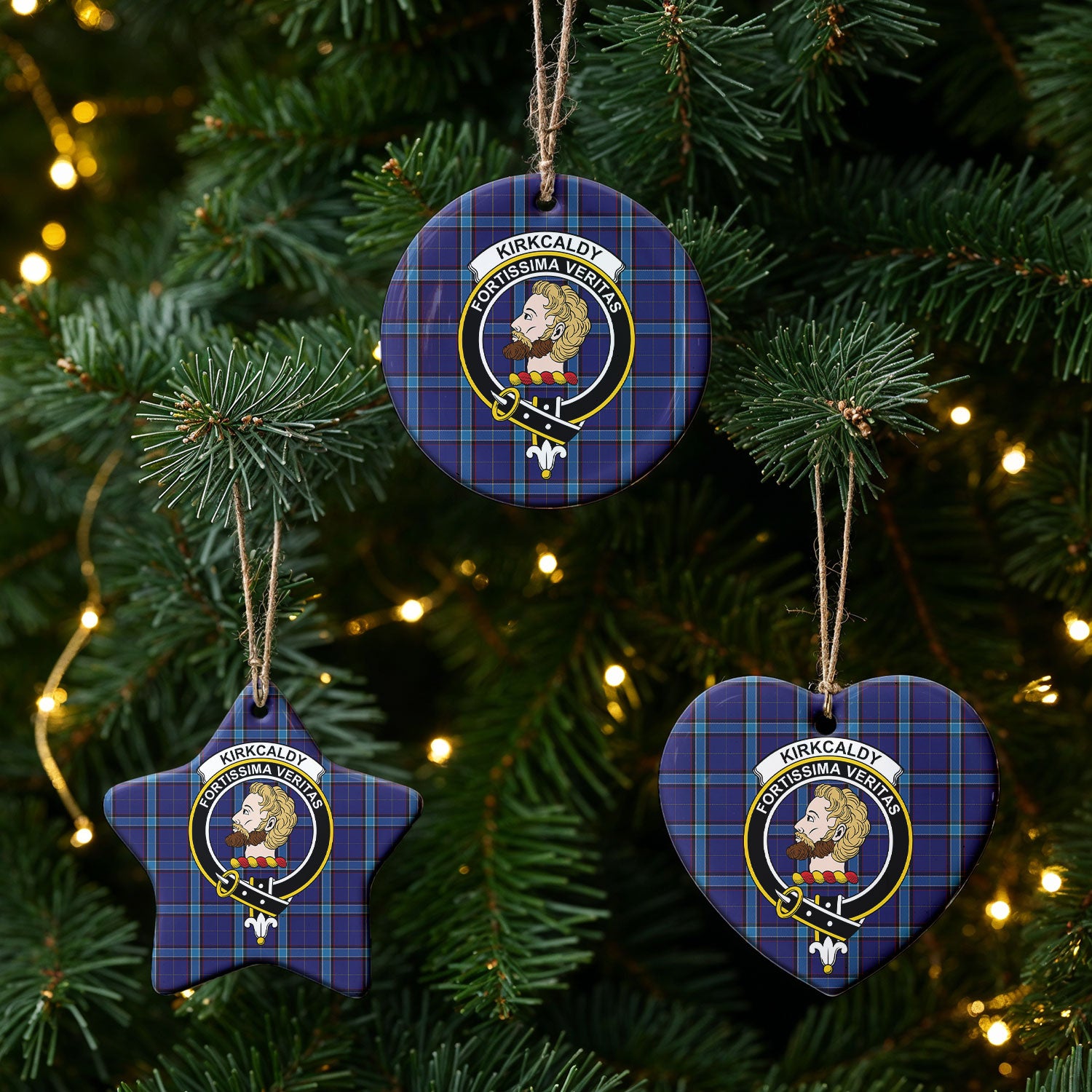 Kirkcaldy Tartan Crest Christmas Ceramic Ornament