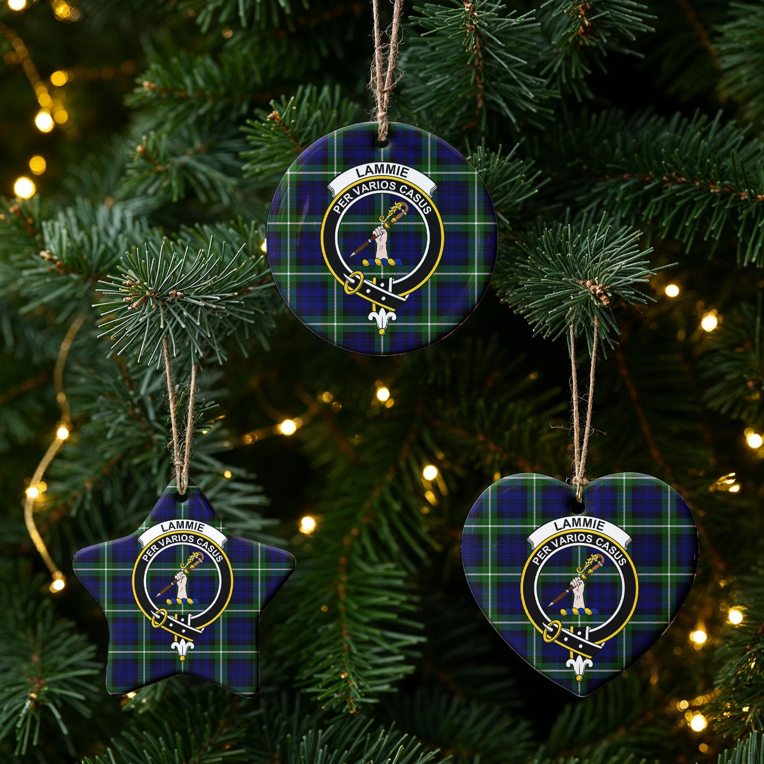 Lammie Tartan Crest Christmas Ceramic Ornament